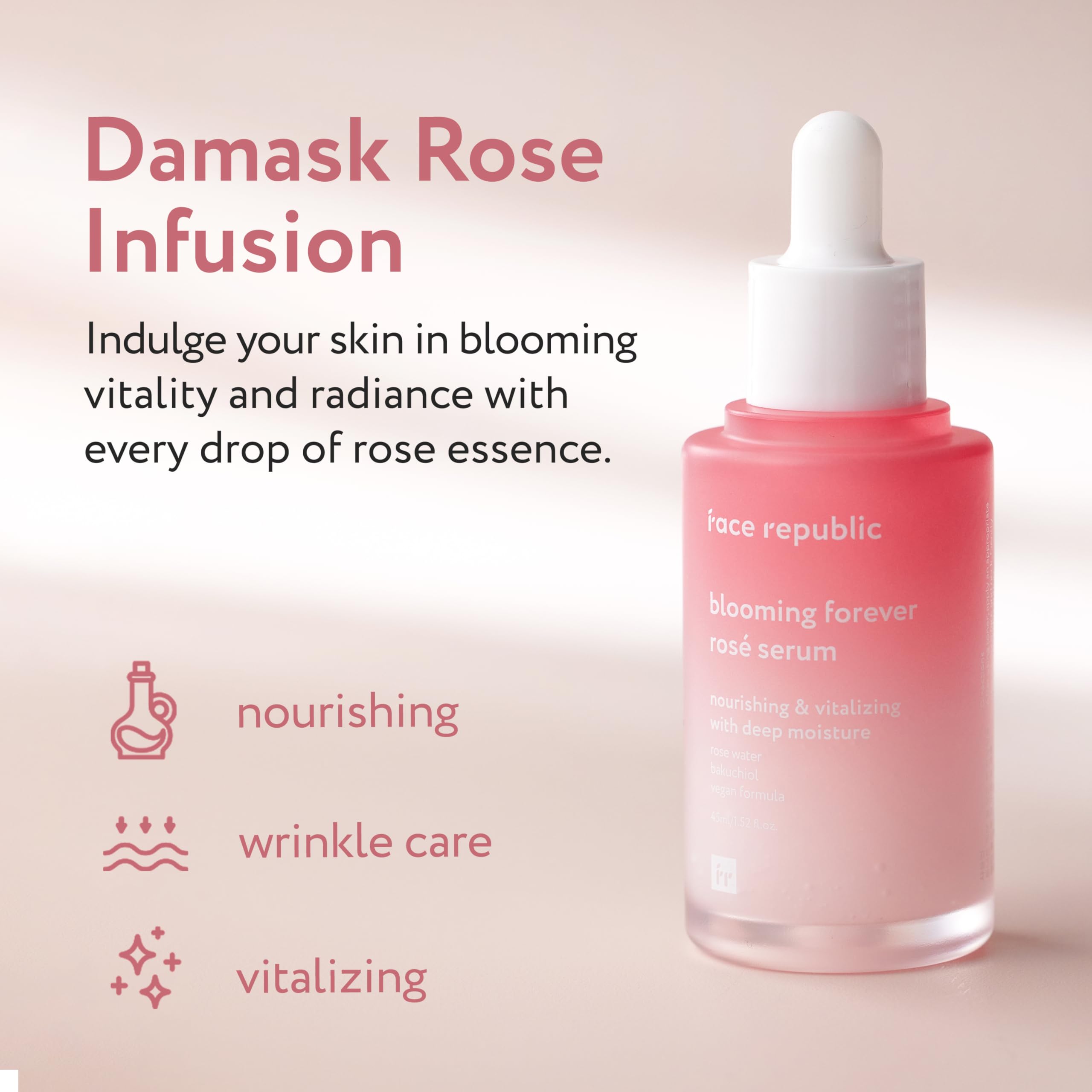 Face Republic Blooming Forever Ros   Serum 45Ml | Rose Water | Bakuchiol | Revitalizing & Rejuvenating | Wrinkle Care | Firm And