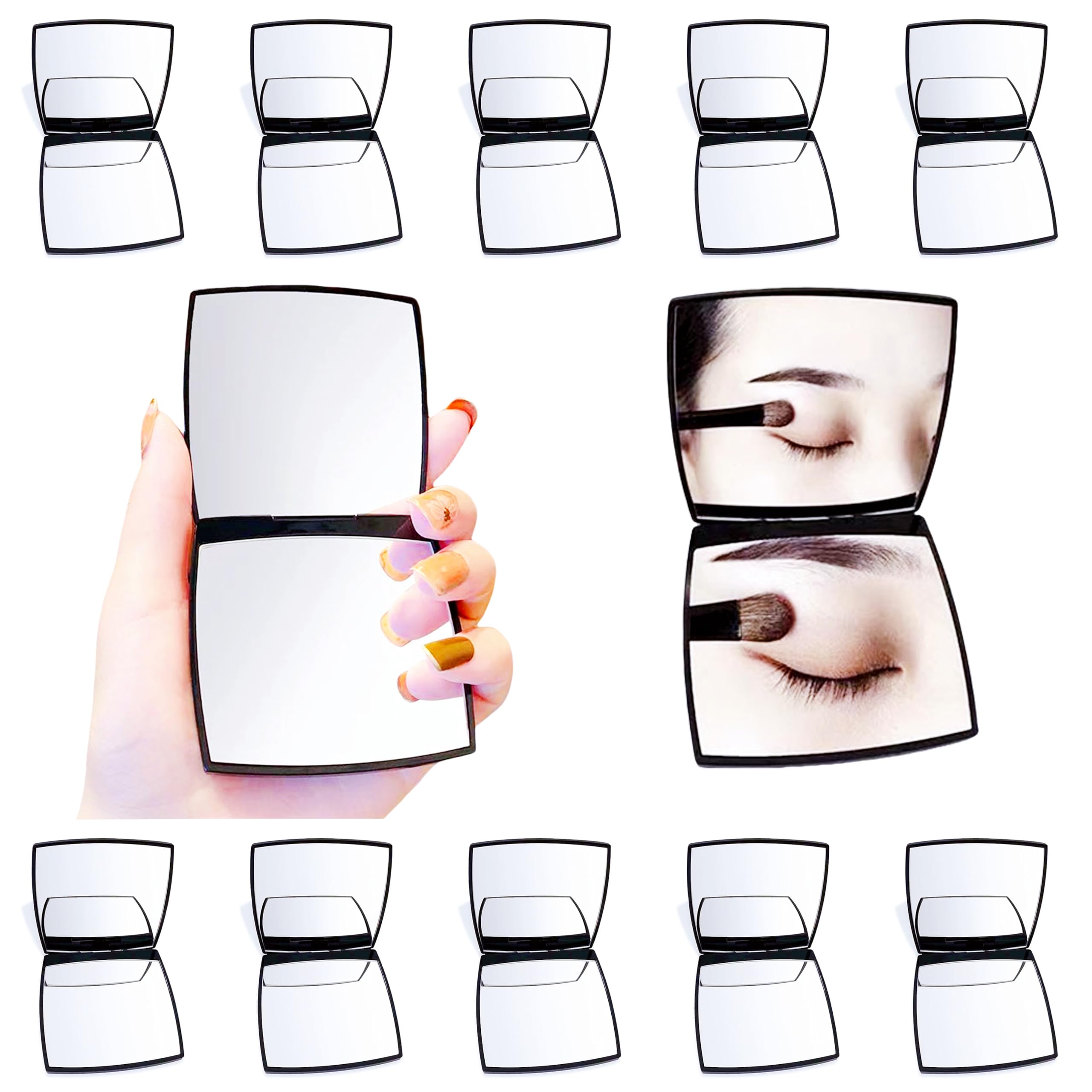 EUTECH 12 Pcs Fashion Compact Cosmetic Mirror, Elegant Compact Purses Makeup Mirror, Small Compact Mirror 2 x 1 Magnification, S