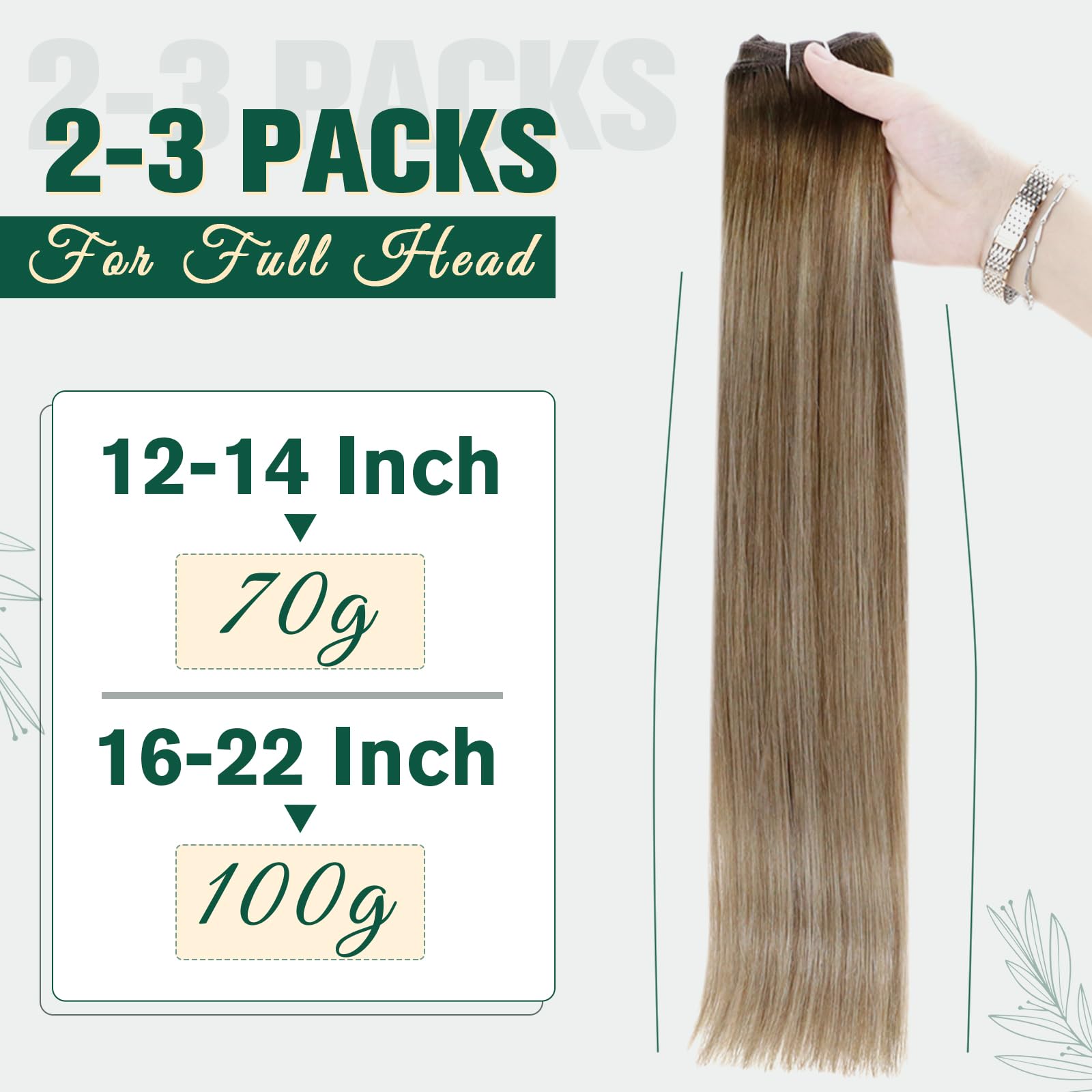 Runature Sew In Hair Extensions Real Human Hair Weft Balayage Walnut Brown To Ash Brown Ombre Light Blonde Straight Weft Human H