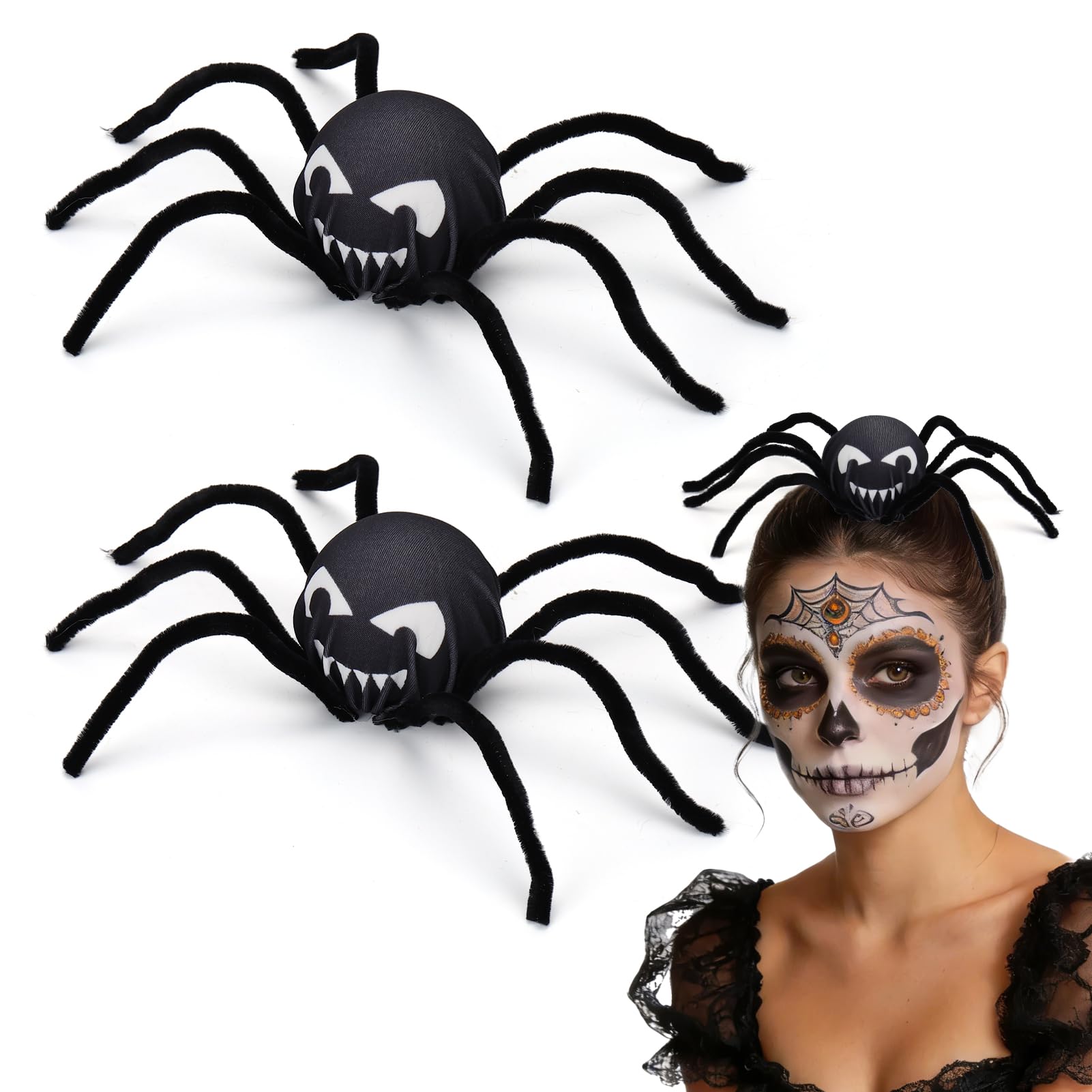 Mity rain Halloween Spider Hair Clips for Buns - Cute Spooky Hair Accessories, Costume Party Hair Decoration for Trick-or-Treat 