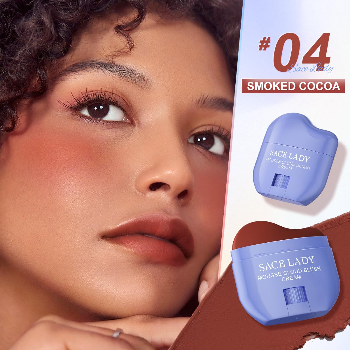 SACE LADY Creamy Blush Face Makeup, No Drying Blusher Cosmetics Pigmented Smooths Nourishes for Lip Eye Cheek Beauty Make Up, 0.