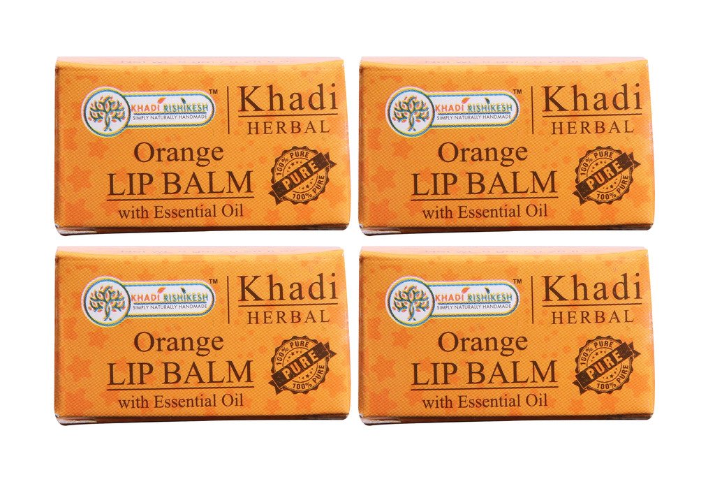 Khadi Rishikesh Herbal Orange Lip Balm Combo Set Pack Of  8Gm X 4 (32Gm)