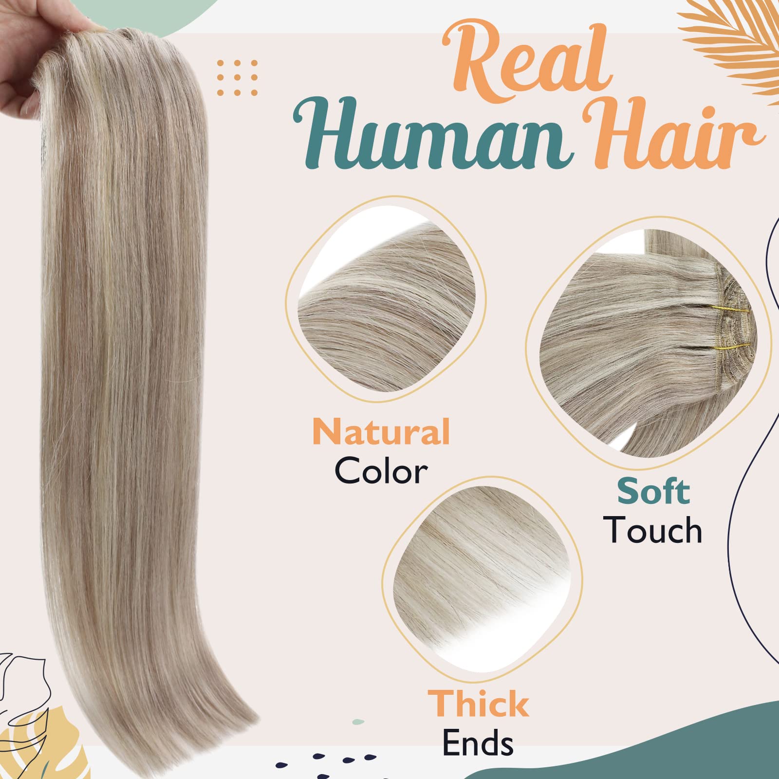 Ve Sunny Human Hair Clip In Extensions Blonde Hair Extensions Clip Ins Dirty Blonde Highlighted Platinum Blonde Clip In Hair Ext