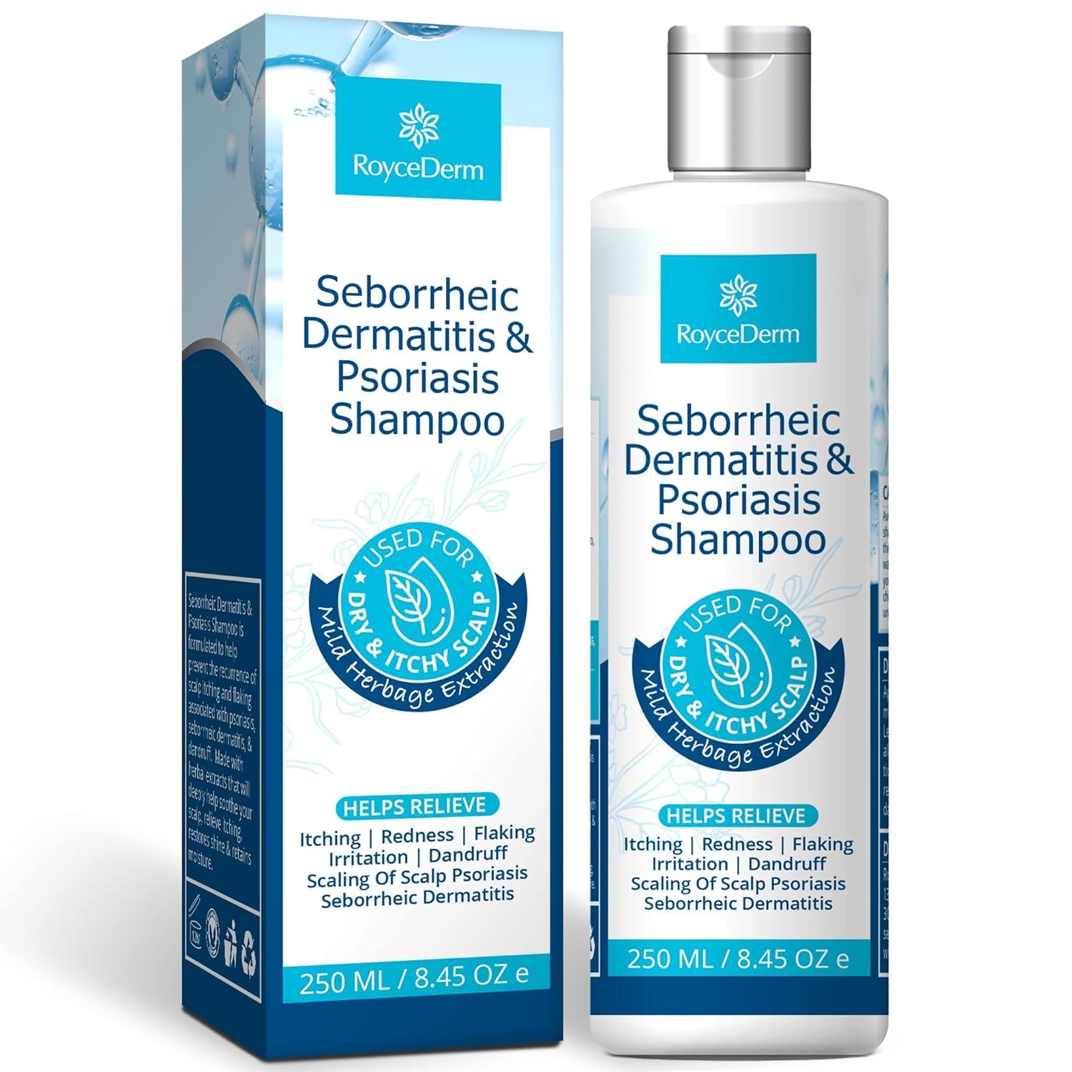 Roycederm Psoriasis Shampoo, Seborrheic Dermatitis Shampoo, Folliculitis Shampoo, Dandruff Shampoo, Scalp Psoriasis & Seborrheic