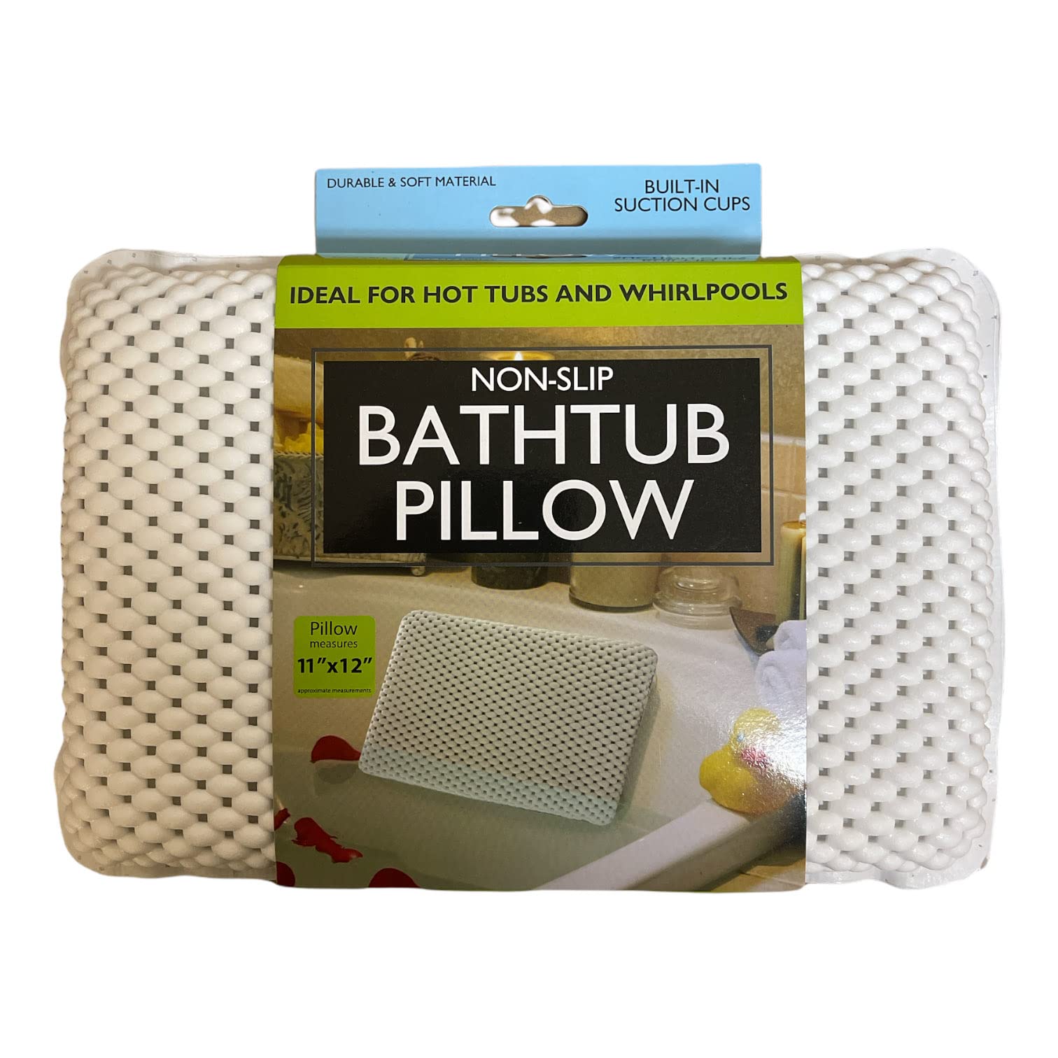 bulk buys OF441 Non-Slip Bathtub Pillow with Suction Cups, White