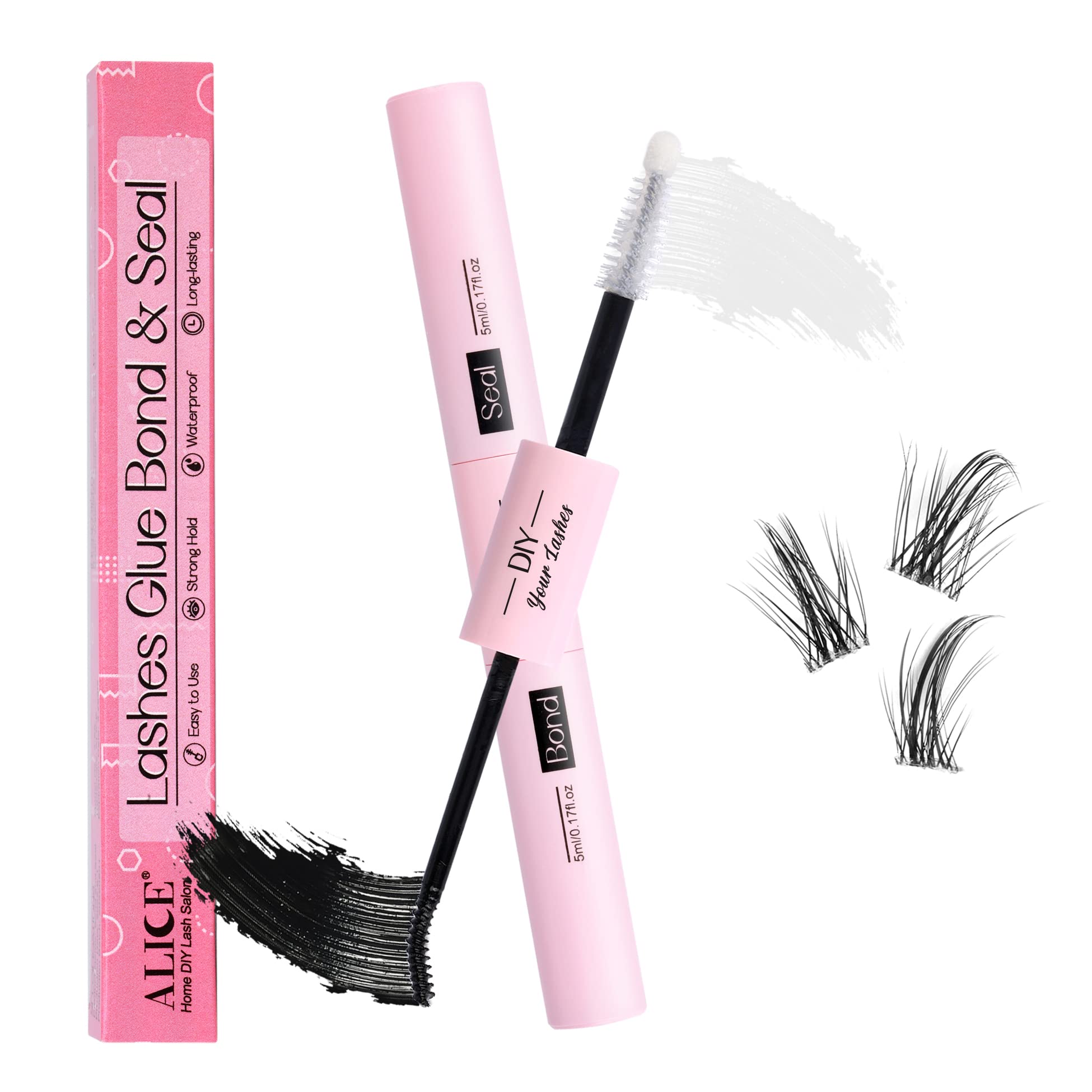 Alice Lash Bond And Seal, Cluster Lashes Glue For Diy Eyelash Extensions, Individual Lash Glue Super Strong Hold No-Latex Waterp