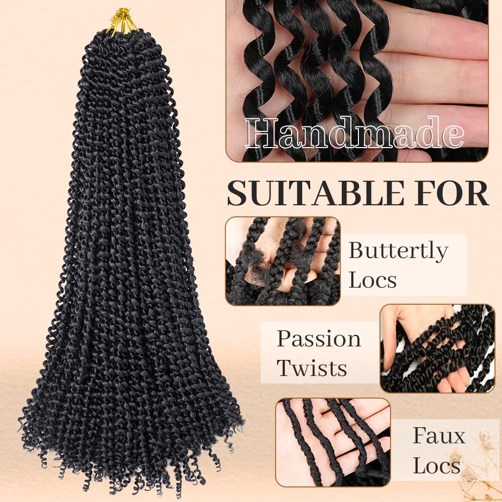 Passion Twist Hair 36 Inch, 8Pcs Water Wave Passion Twist Crochet Hair Extensions Long Bohemian Hair Braiding Passion Twist Brai