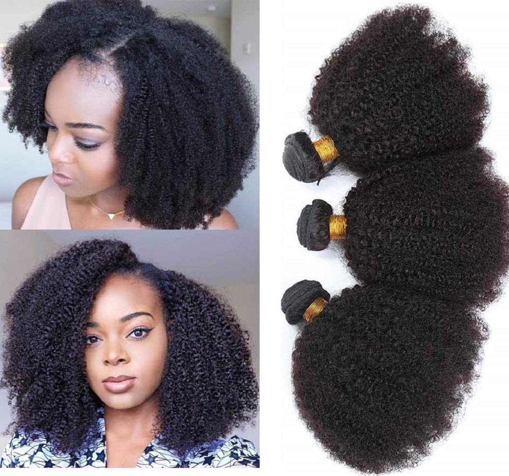 Mongolian Afro Kinky Curly Bundles Human Hair 4B 4C Afro Kinky Human Hair Bundles 8 10 12 Inch Curly Weave Bundles Unprocessed V