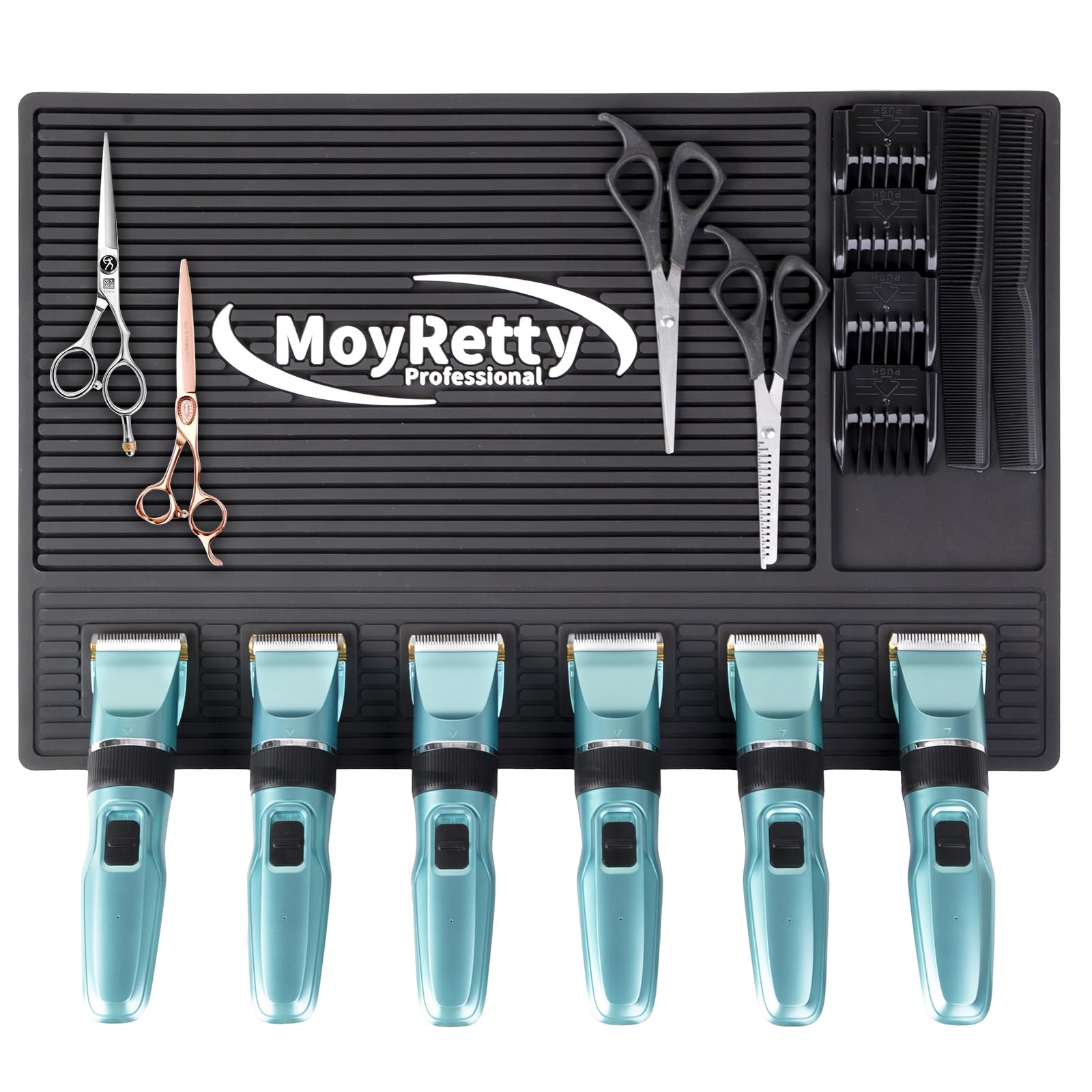 Moyretty Magnetic Barber Mat For Clippers, (18.9'' X 12.6'') 6 Strong Magnetic Organizer Stations For Heavy Clippers And Trimmer