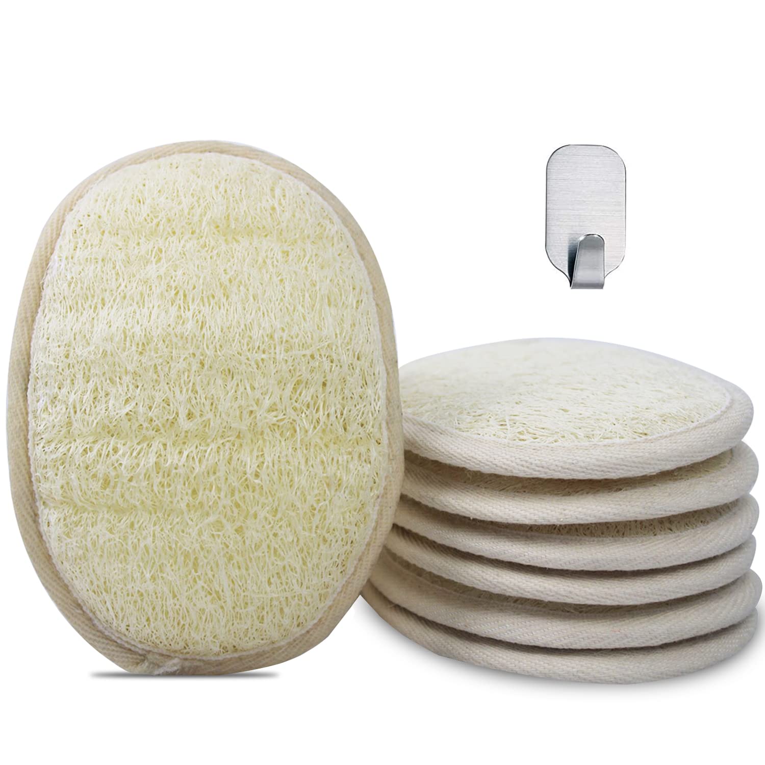 [Pack Of 6] Loofah Sponge Pads Natural Organic Bath Luffa Sponges Pads Natural Bath Shower Loofah Body Scrubber Sponges For Exfo