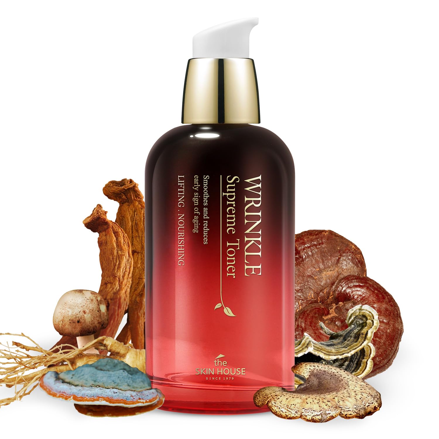 The Skin House Wrinkle Supreme Toner 4.39 fl.oz Wrinkles, Fine Lines, Firming, Nourishing | Red Ginseng, Mushroom, Adenosine | K