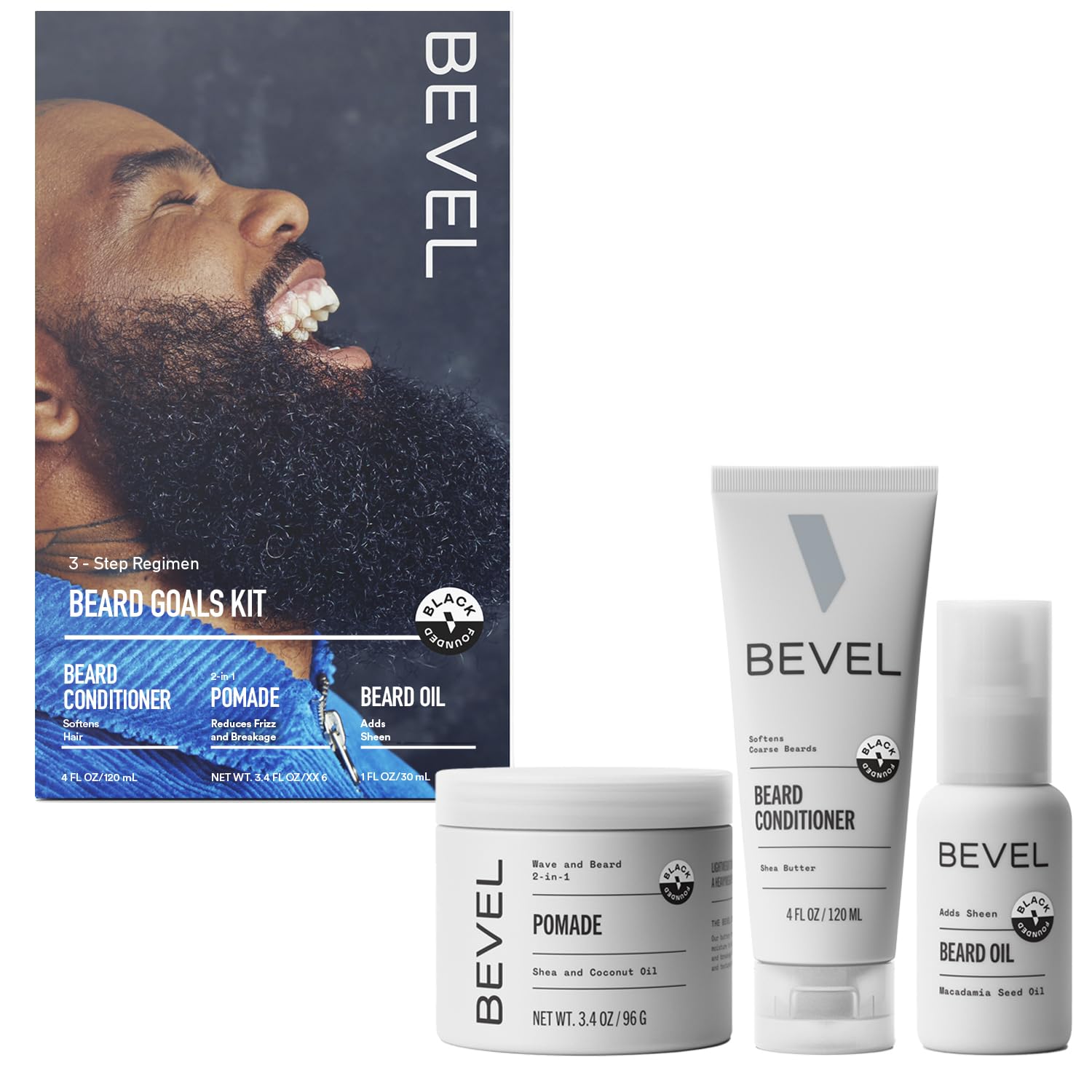 Bevel Mens Beard Grooming Kit - Includes Beard Conditioner, Beard Balm And Beard Oil To Soften, Hydrate And Strengthen Beard And