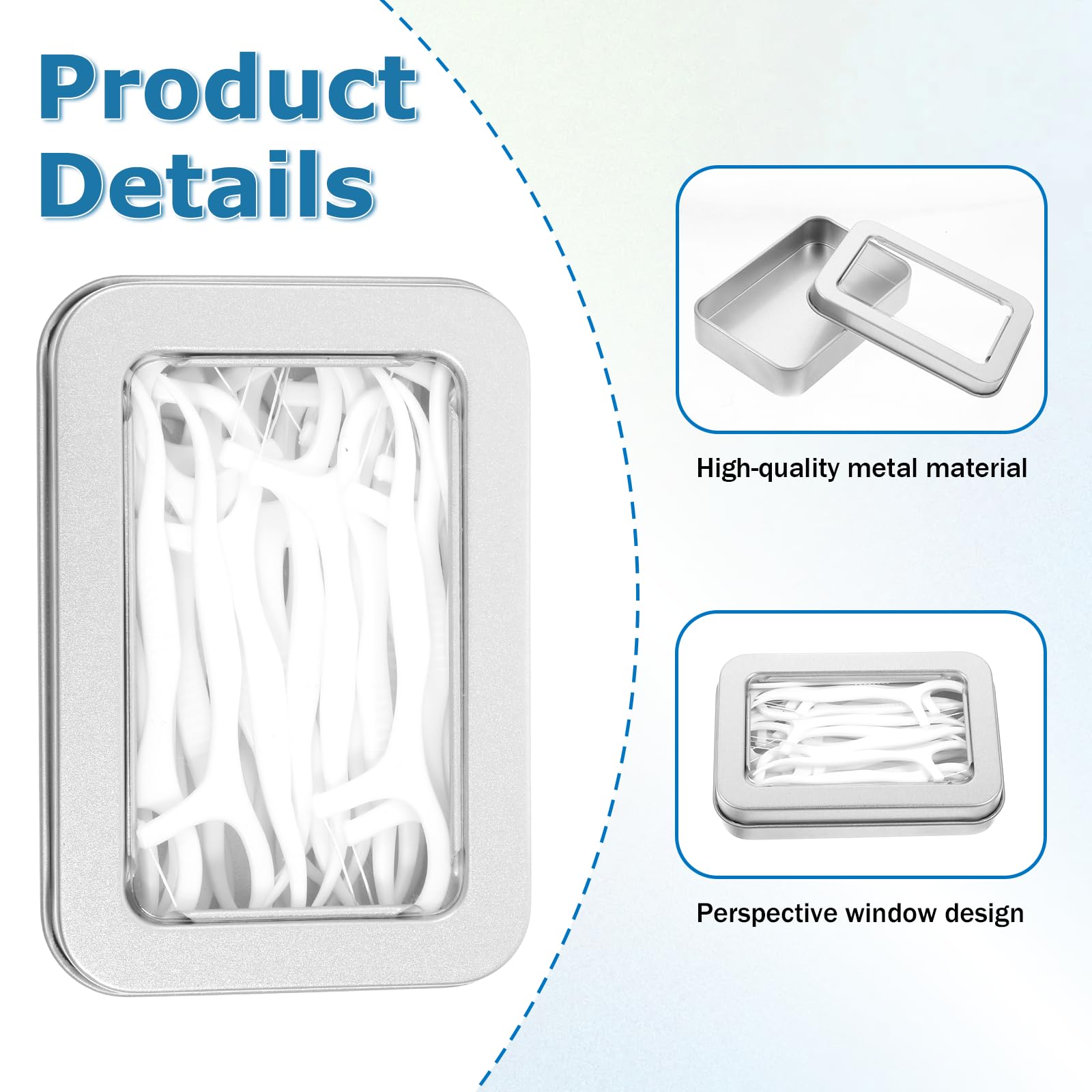 Portable Floss Picks Case, 2 PCS Travel Qtips Case with Dustproof Lid, Refillable Dental Floss Dispenser for Travel, Hotel, Empt