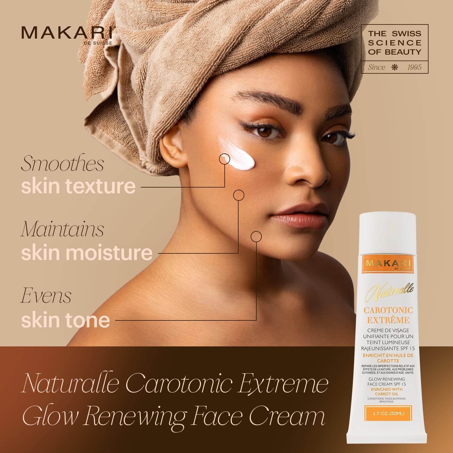 Makari Naturalle Carotonic Extreme Glow Renewing Face Cream SPF15 (1.7 oz) | Brightens, Moisturizes, and Rejuvenates Skin | Help