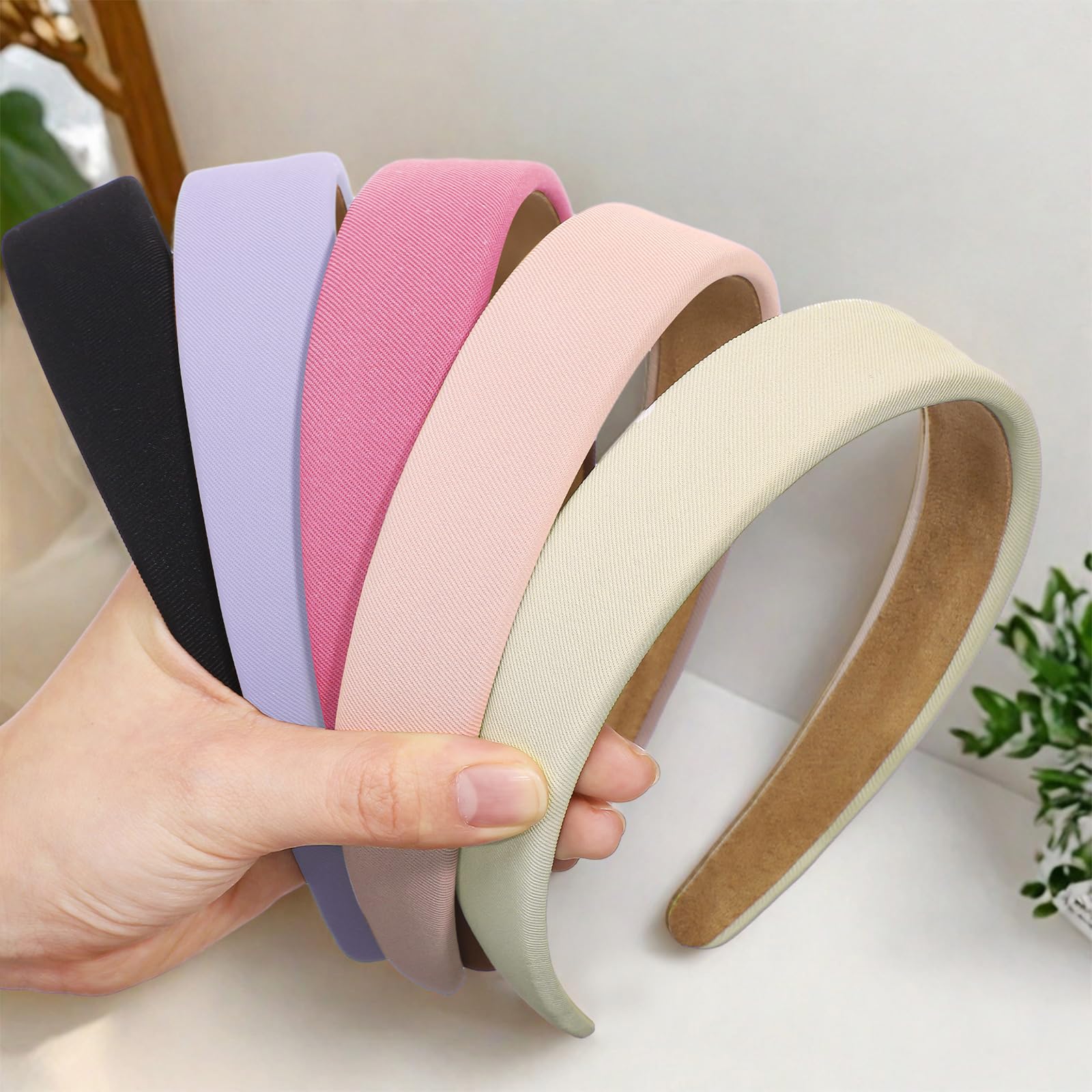 obeoby Headbands for Women, 5Pcs Trendy Non Slip Headband Pink Series Fashion Hard Head Hair Accessories Stocking Stuffers for G