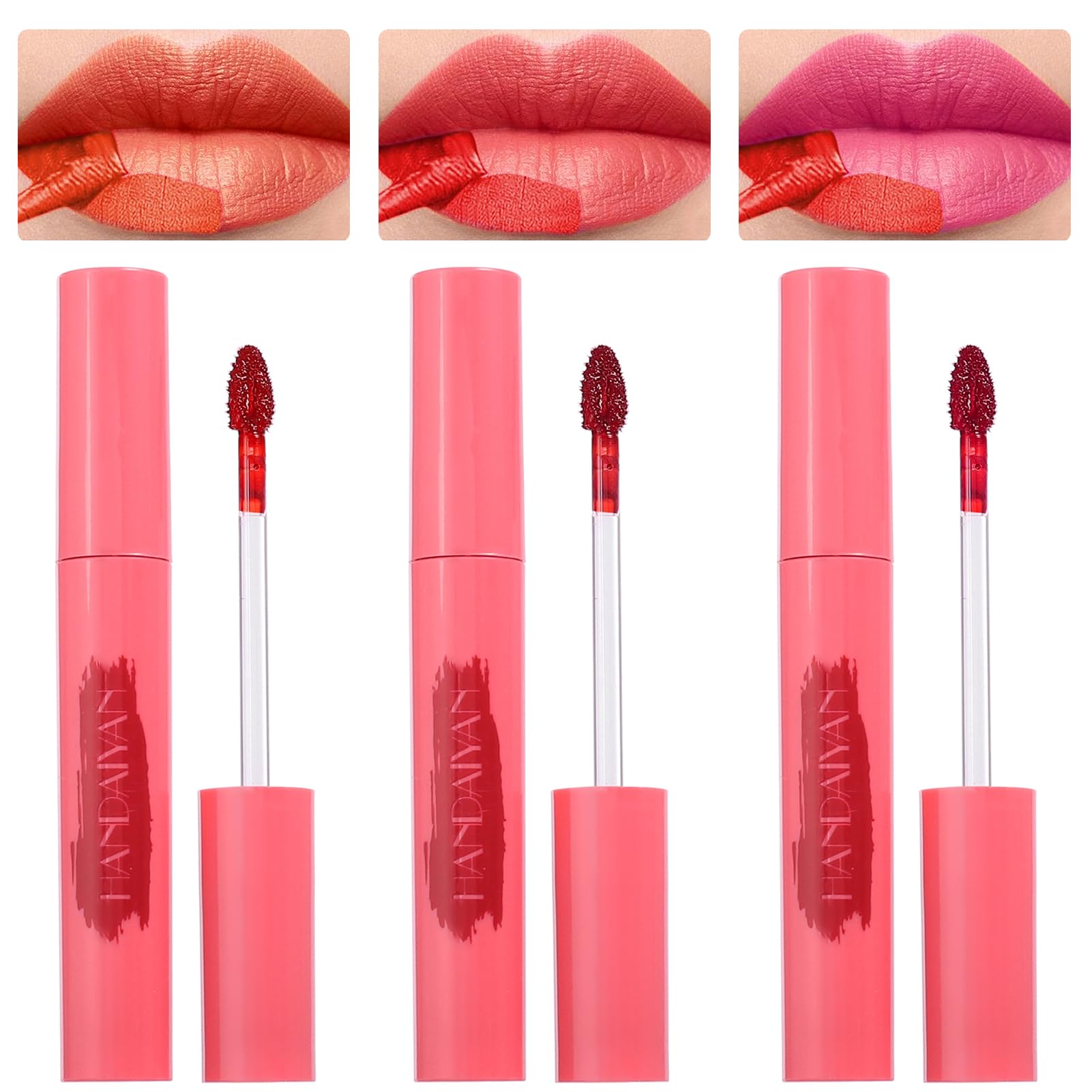 3 Colors Peel Off Matte Lip Liner Stain, Long Lasting Natural Peel Off Tattoo Lip Stain, Waterproof Non-Stick Cup Lip Tint Peel