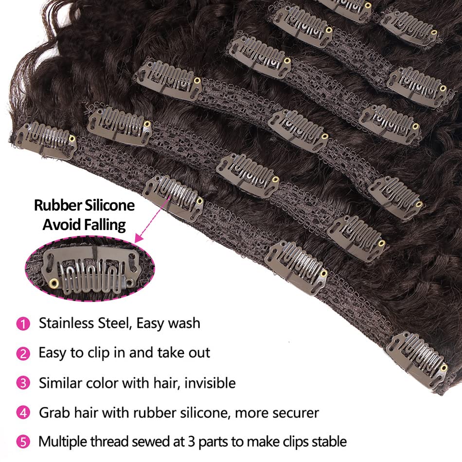 BHF 26 inch Kinky Curly Clip In Hair Extension, 140g Double Weft Full Head Heat Resistance Synthetic Hair Extension For Women 7p