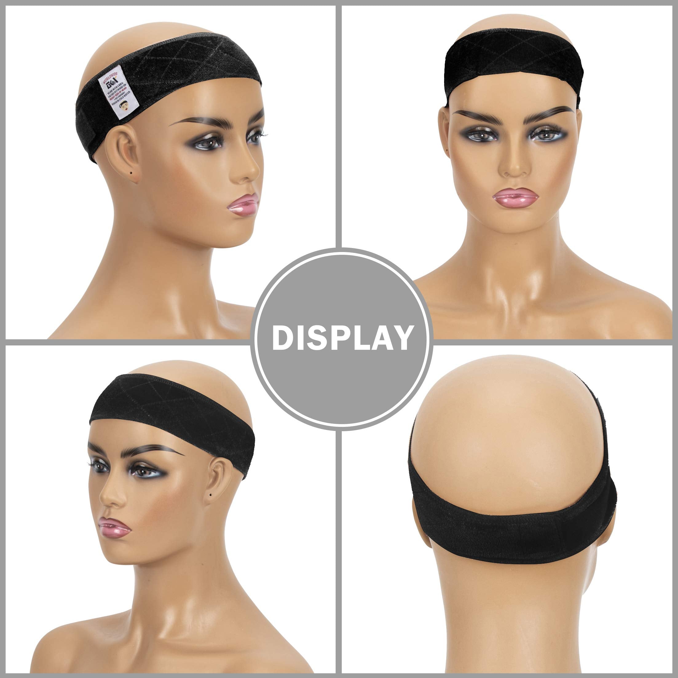 gexworldwide GEX Wig Grip Band Adjustable Velvet Non-Slip Breathable Head Band to Keep Wig Secured and Prevent Headaches (Black)