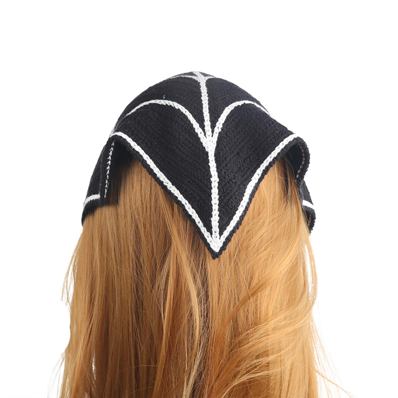 Halloween Headbands for Women Spider Web Crochet Bandana Head Scarf Black Scarf Headband Gothic Hair Bands Halloween Crochet Ban