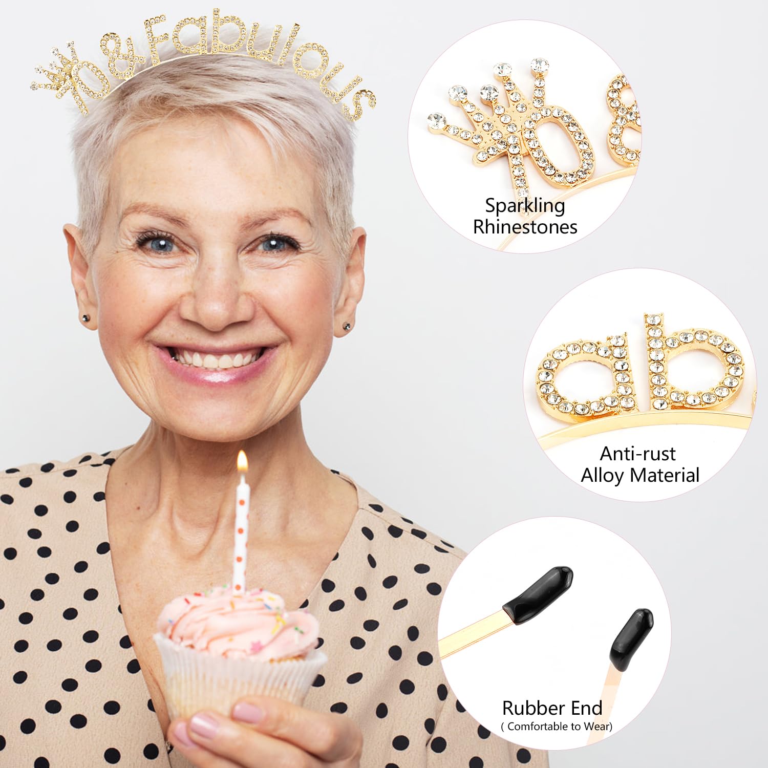 Atoden 70th Birthday Decorations 70th Birthday Crown 70 and Fabulous Tiara 70 Headbands Seventy Queen Crown Gifts for 70 Year Ol
