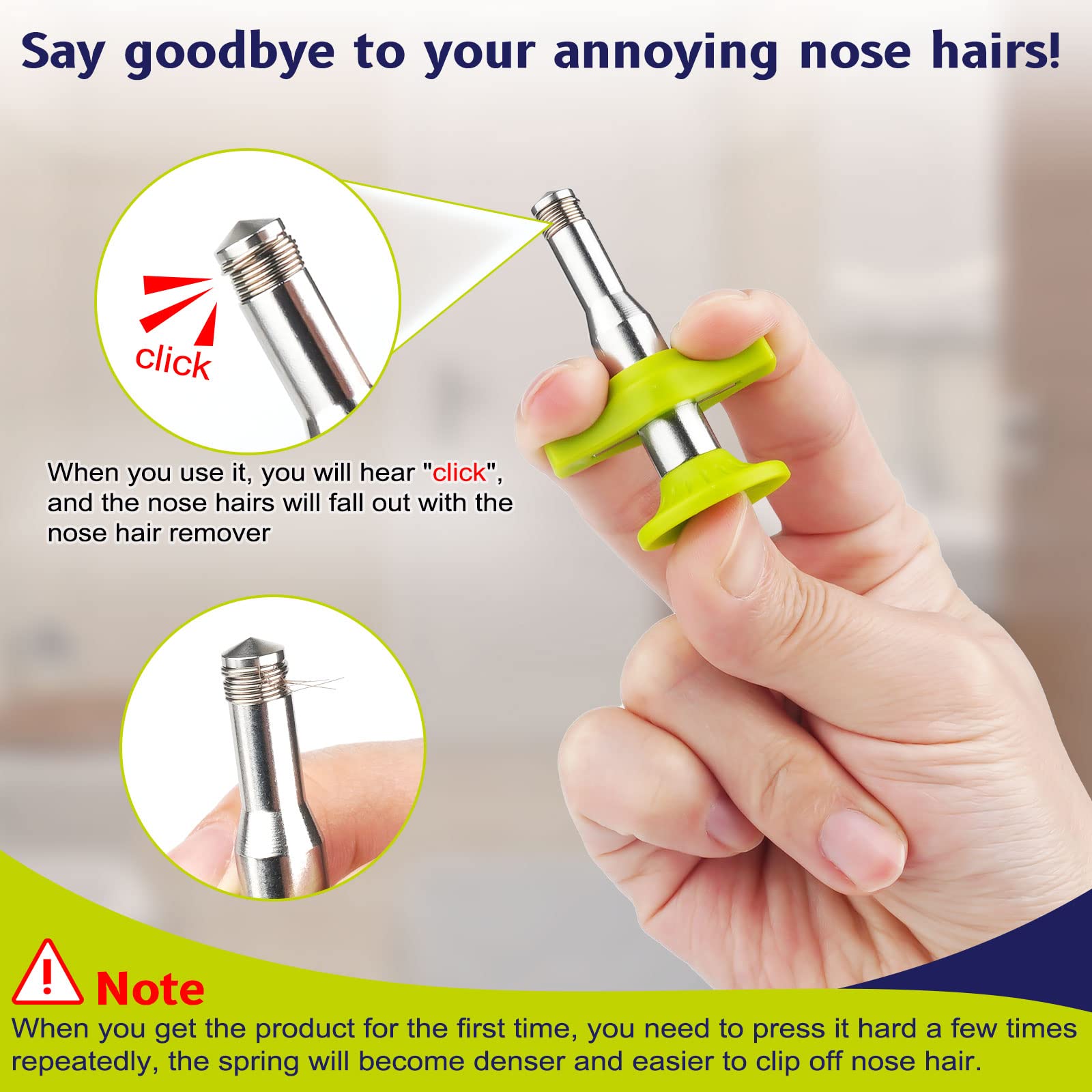 Esznuoky Nose Hair Ear Hair Removal, Upgraded Manual Hair Trimmer For Men&Women, Stainless Steel Hair Remover Waxing Kit(Green)