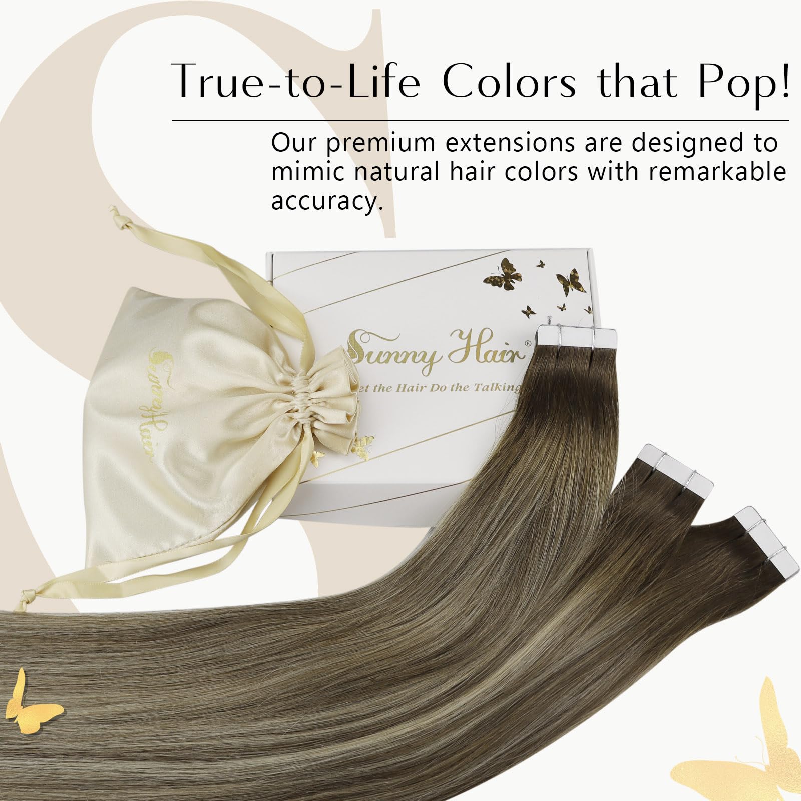 Sunny Tape In Hair Extensions Human Hair Brown Balayage Tape In Natural Hair Extensions Human Hair Dark Brown Fading To Ash Brow