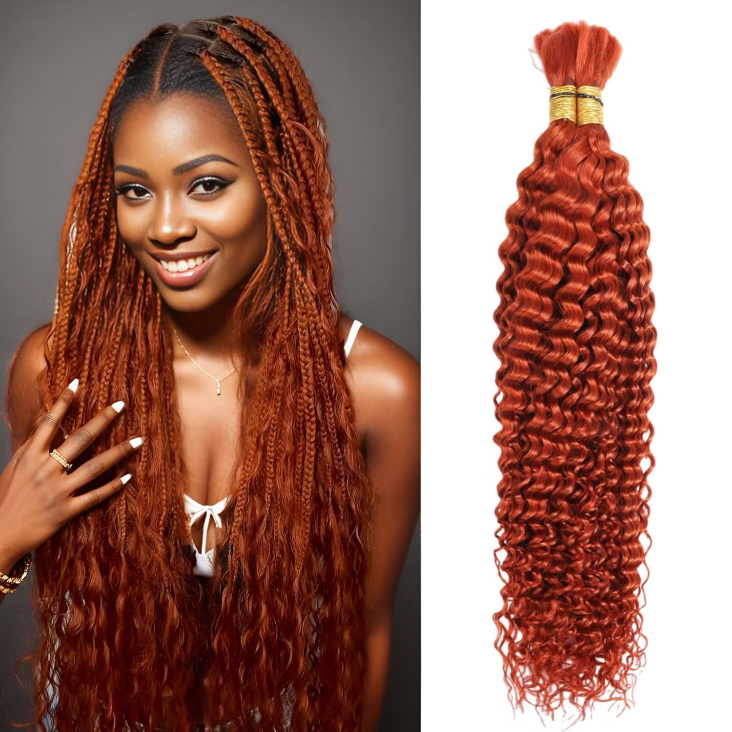 Human Braiding Hair 100G 16 Inch Deep Water Wave Bulk Human Hair For Braiding No Weft 12A Brazilian Virgin Curly Human Hair Exte
