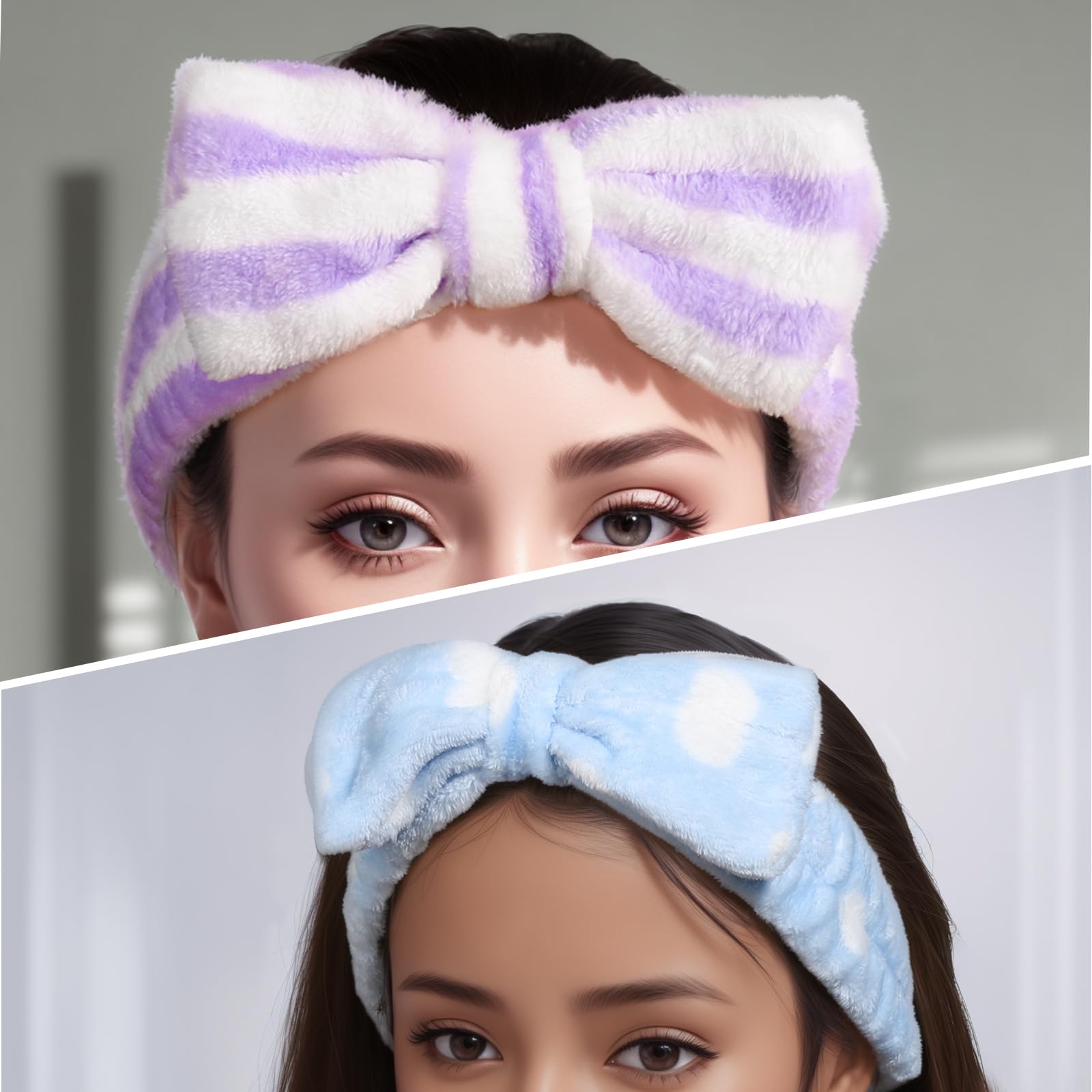 Teenitor Hairband, 5Pcs Makeup Headband With Removable Bow, Spa Headband For Washing Face, Makeup, Shower, Microfiber Headband F