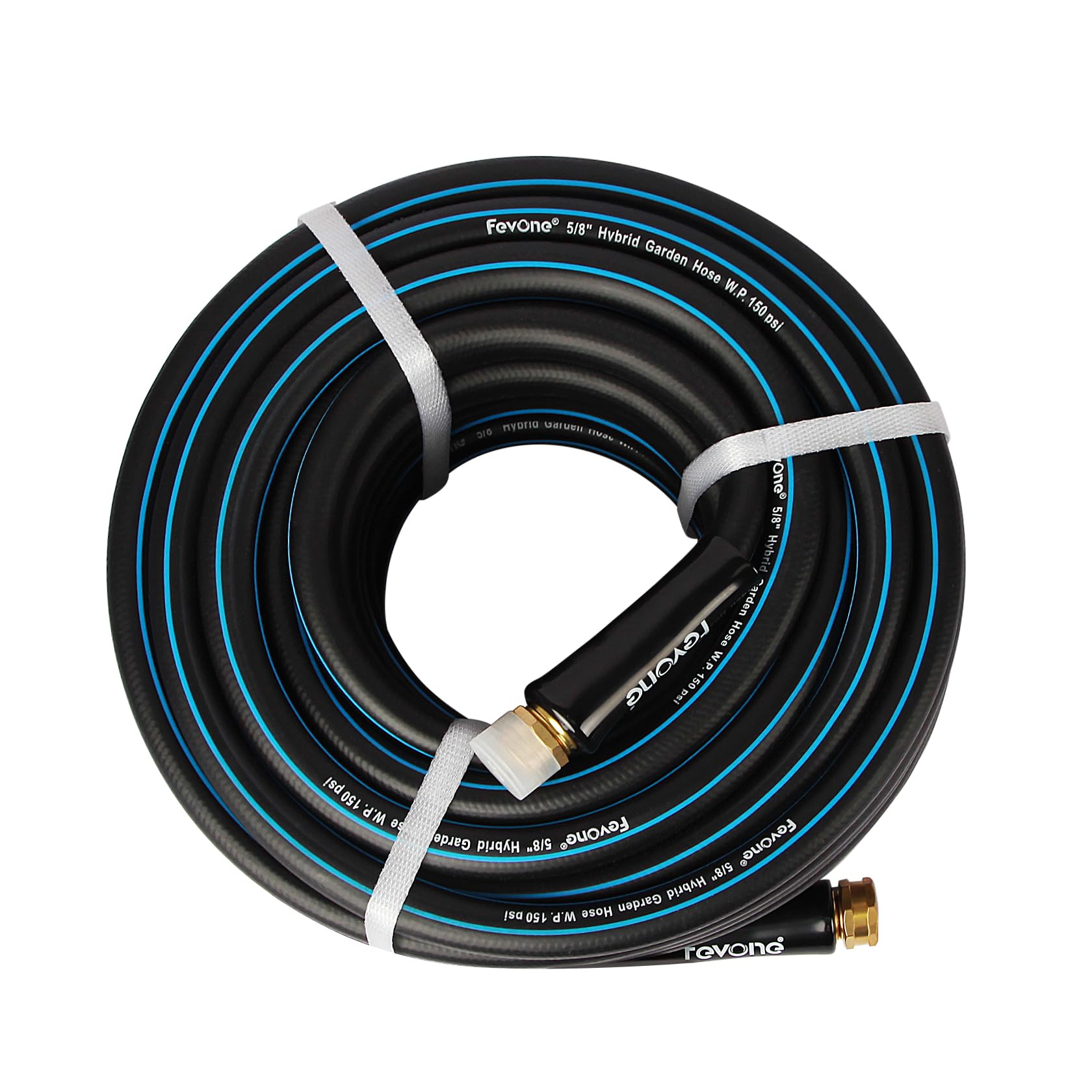 Fevone Garden Hose 50 Ft Heavy Duty Water Hose 58 Garden Hose 50 Feet Lightweight Garden Hose, 34 Solid Brass Fittings