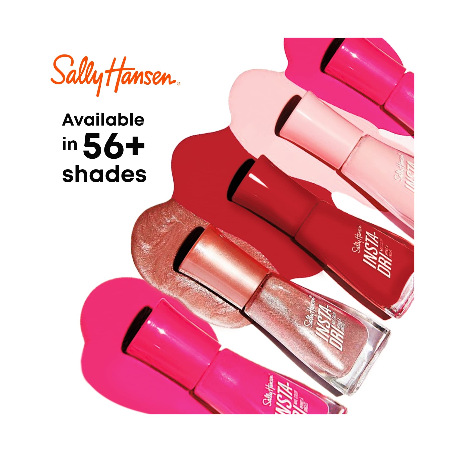 Sally Hansen Insta-Dri Pink Pursuit, Color Nail Polish, Quick Dry , Pink Nail Polish, Dries In 60 Seconds, Contoured Brush, No S