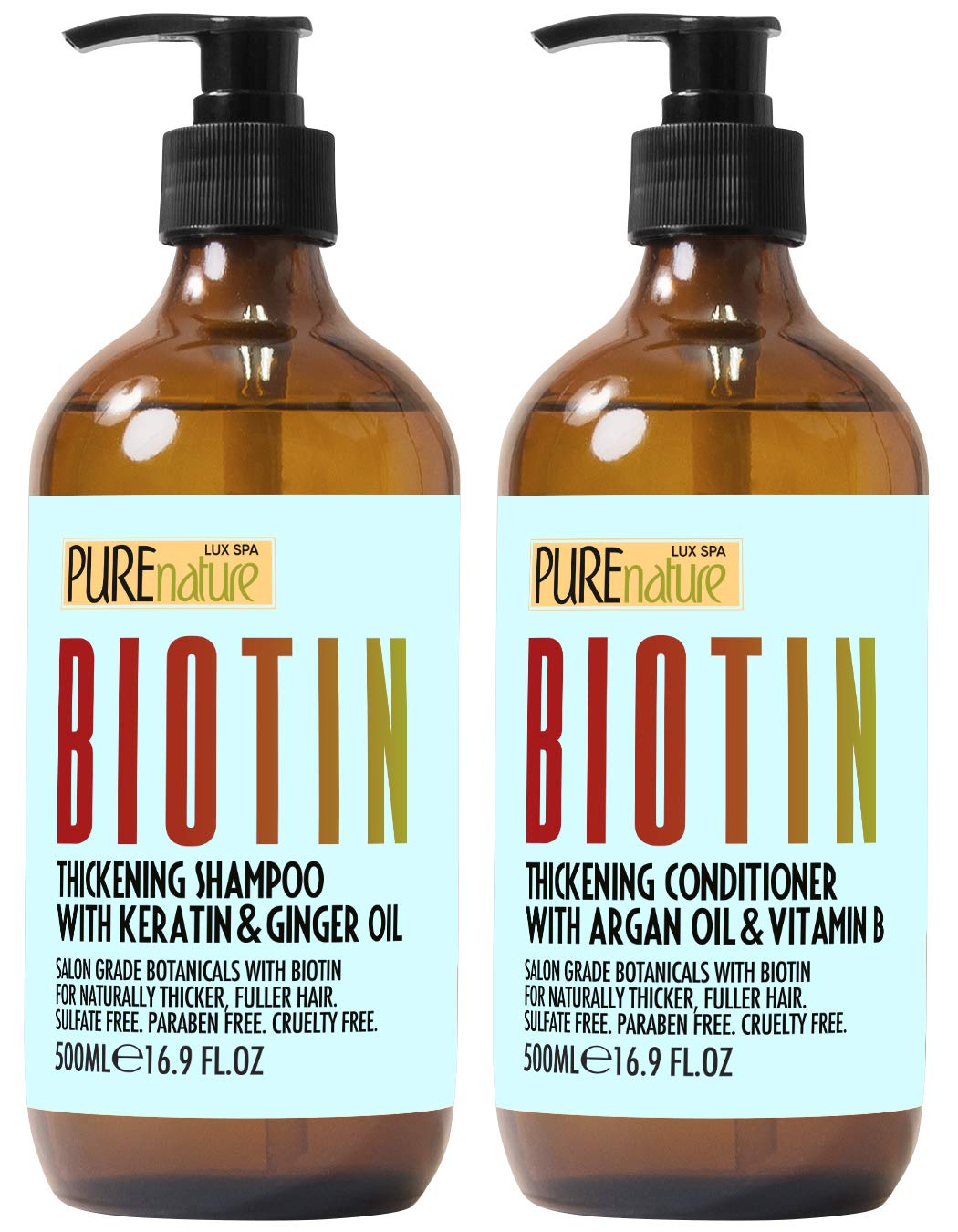 Biotin Shampoo and Conditioner Set - Volume Boosting Formula for Men and Women to Help Thinning Hair - Sulfate and Paraben Free 