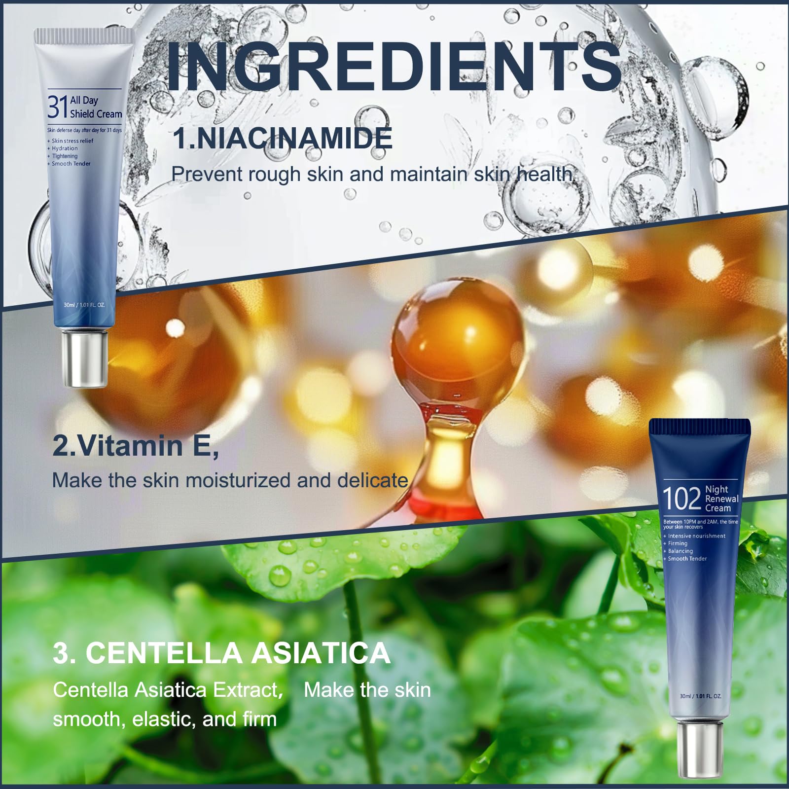 Zcmn 2 Pack All-Day & Night Cream For Face - 31 All Day Shield Cream & 102 Night Renewal Cream -Intensive Skin Care All Day And