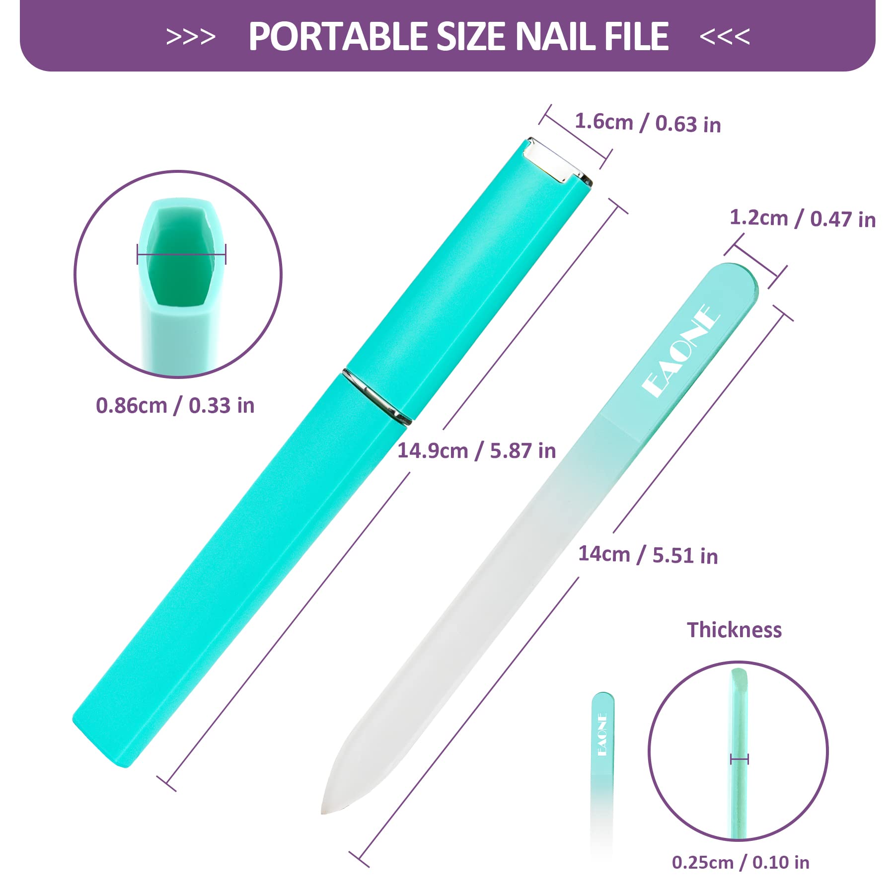 Eaone Glass Nail File With Case, 3 Pack Glass Fingernail Files Professional Crystal Diamond Nail Files For Natural Nails Czech G