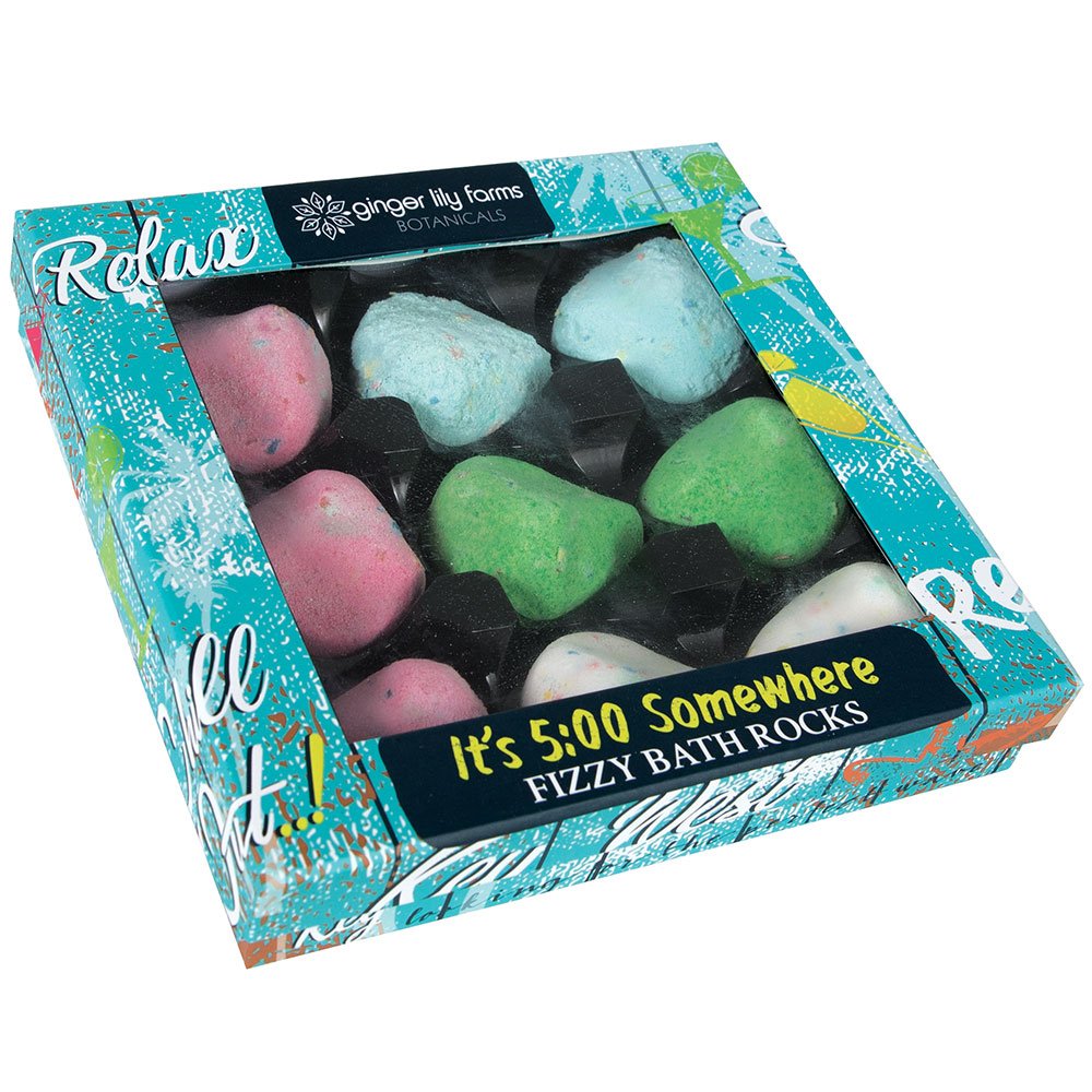 Ginger Lily Farm'S Botanicals It'S 5:00 Somewhere, Fizzy Bath Rocks Gift Set, One Ounce Each, Lily, 9 Count