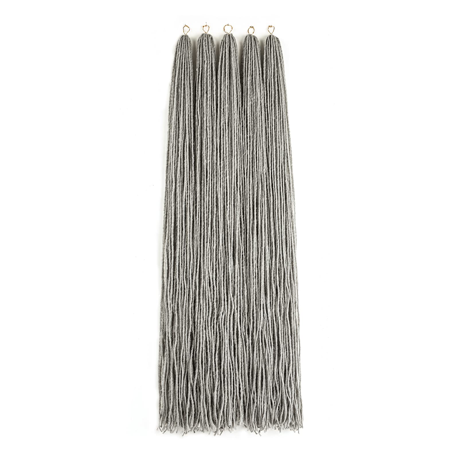GUOHUI Micro Faux Locs Crochet Hair, 36 Inch 5 Packs Color Grey DIY Braids Straight Styles (36'',Grey)
