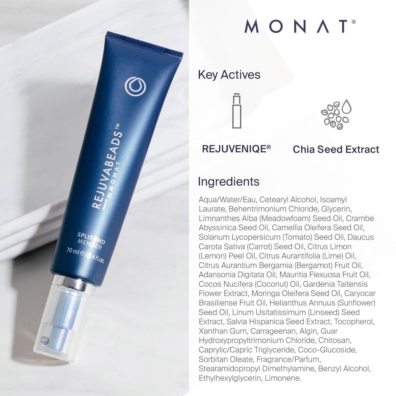 MONAT Rejuvabeads Infused w/Rejuveniqe - A Revolutionary Leave-in Split End Mender. Lightweight Serum Instantly Repairs Split En
