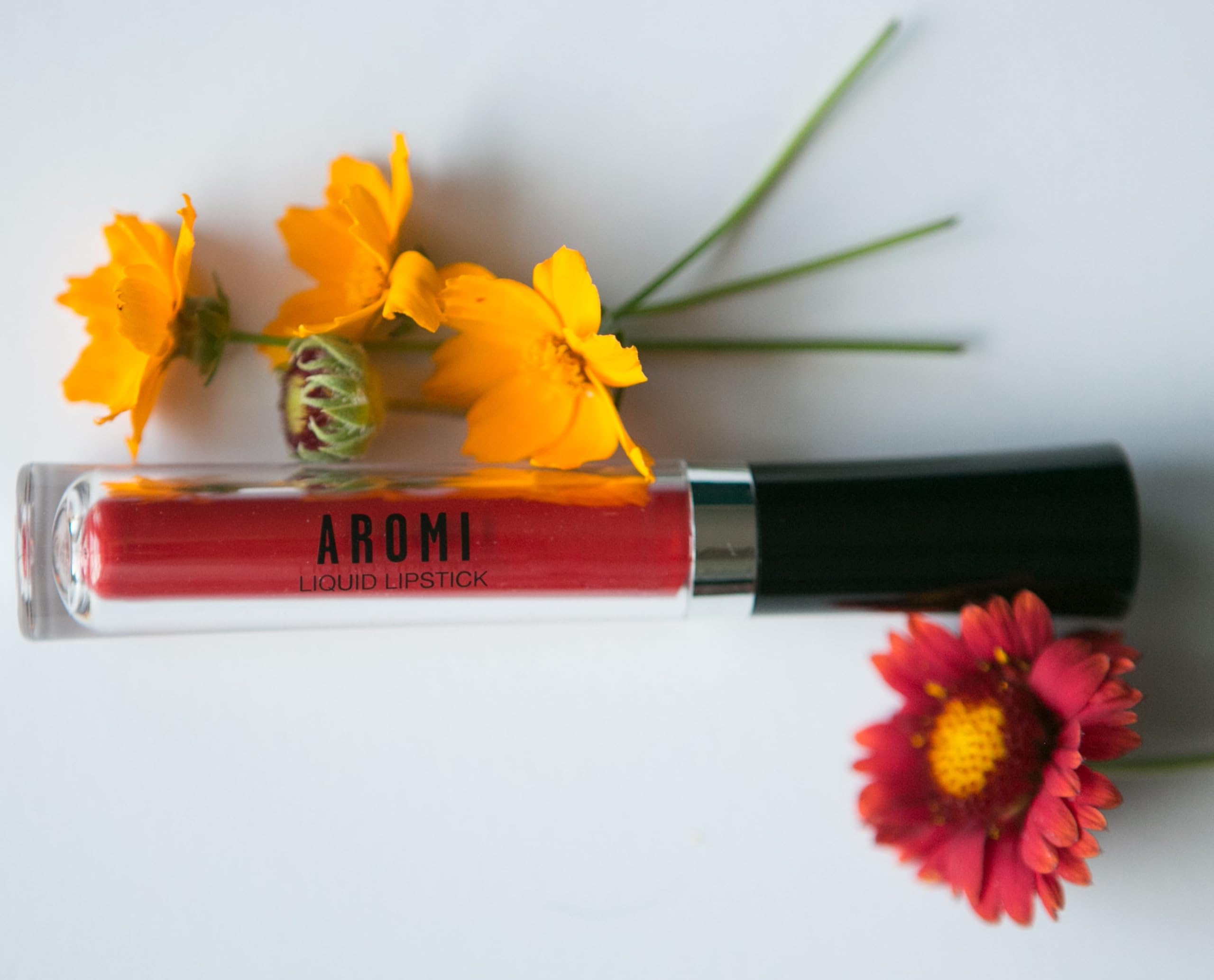 Aromi Bright Red Matte Liquid Lipstick | Red Hot Lip Color, Vegan, Cruelty-Free, Long-Lasting, Smudge Proof, Waterproof, Handmad