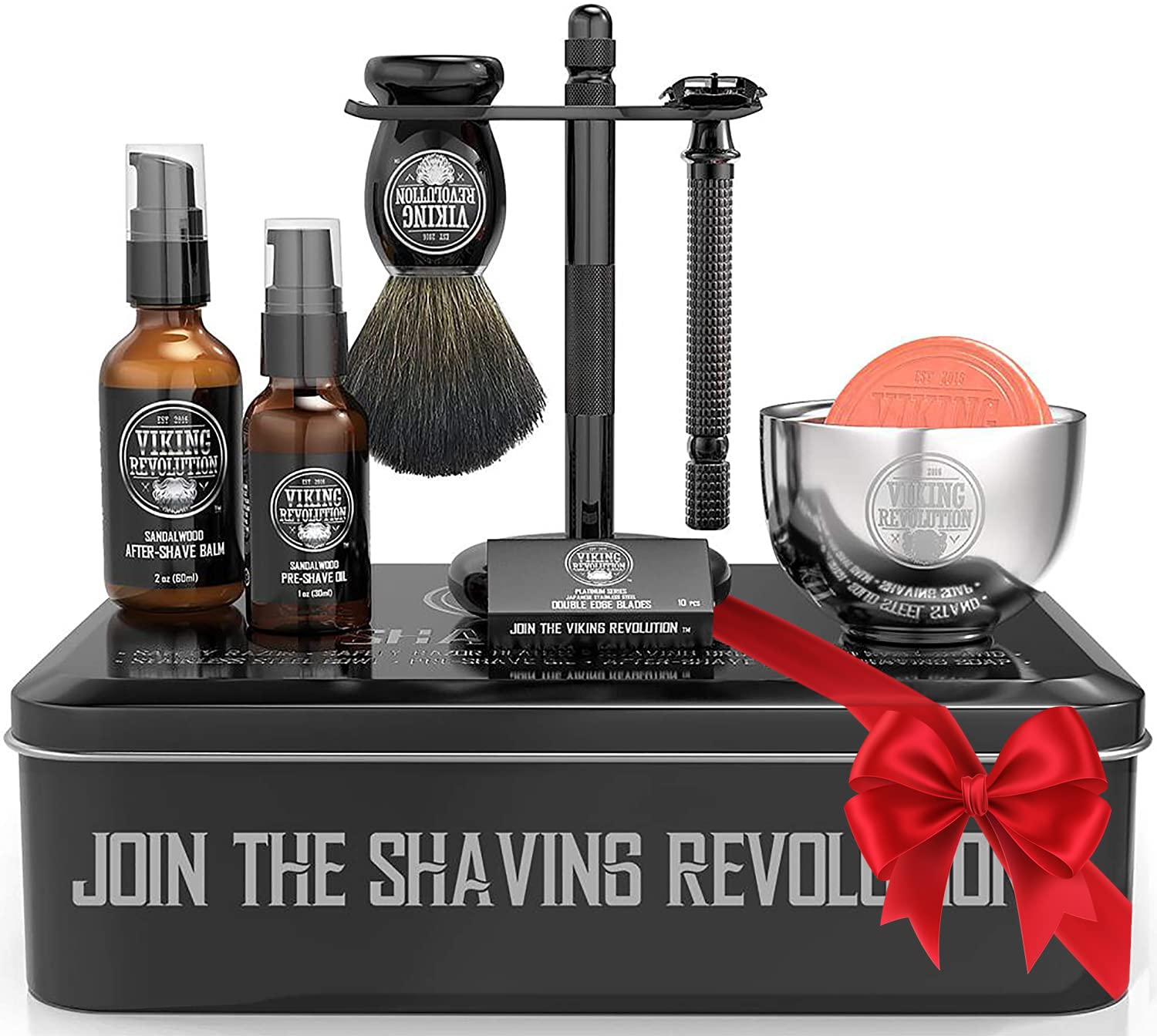 Viking Revolution Luxury Safety Razor Shaving Kit - Includes Double Edge Safety Razor, Stand, Bowl, After-Shave Balm, Pre-Shave 