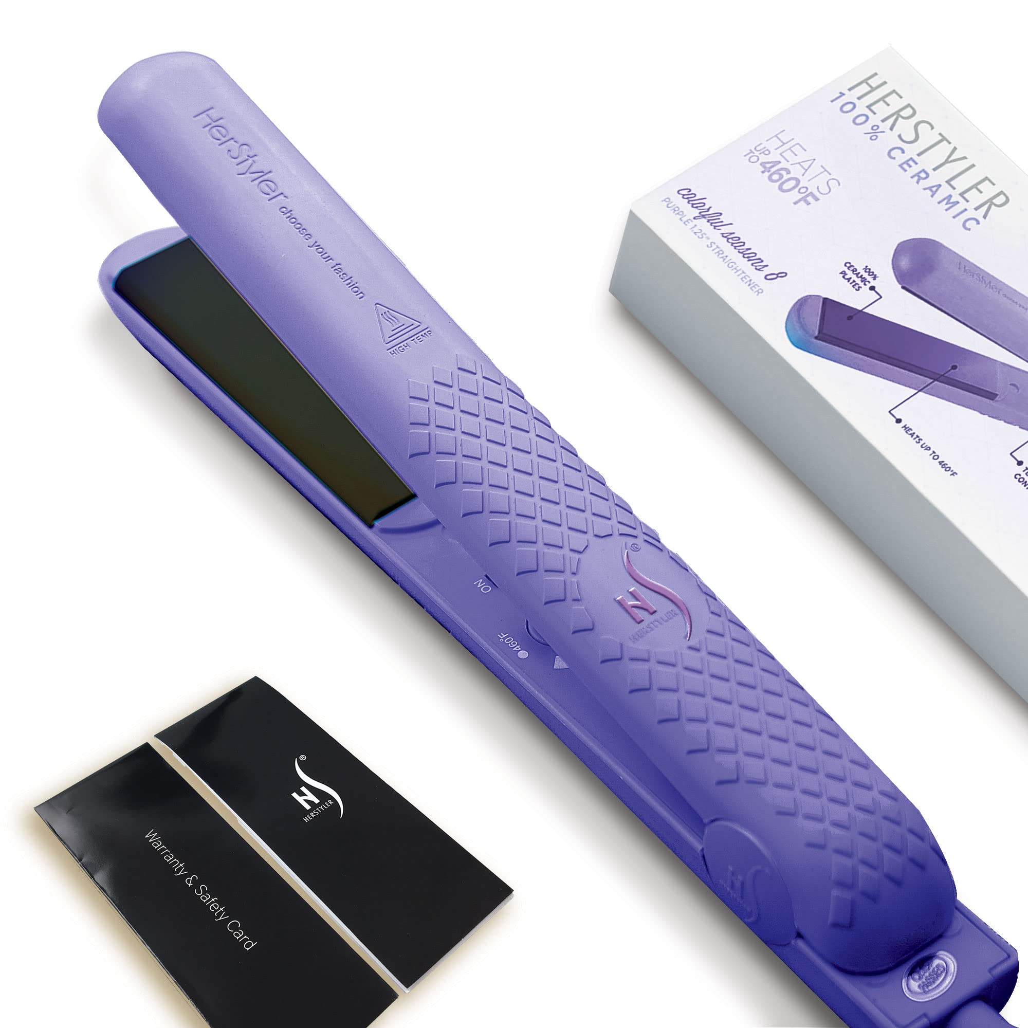 Herstyler Colorful Seasons Flat Iron - Travel Friendly Dual Voltage Flat Iron 1.25 Inch - Ceramic Hair Straightener - Negative I