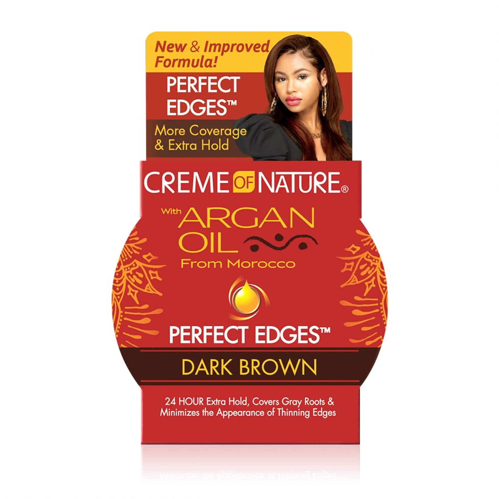Creme Of Nature With Argan Oil From Morocco Perfect Edges Hair Gel, 24 Hour Hold With Moisture And Exotic Shine, Dark Brown, 2.2