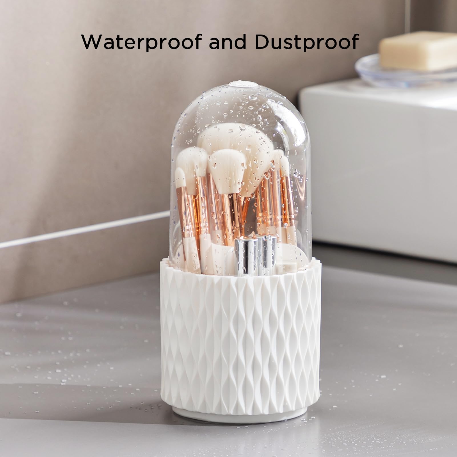 Hblife Makeup Brush Holder With Lid 360 Rotating Makeup Brush Organizer With Cover Cosmetic Organizer Dustproof Makeup Brushes C