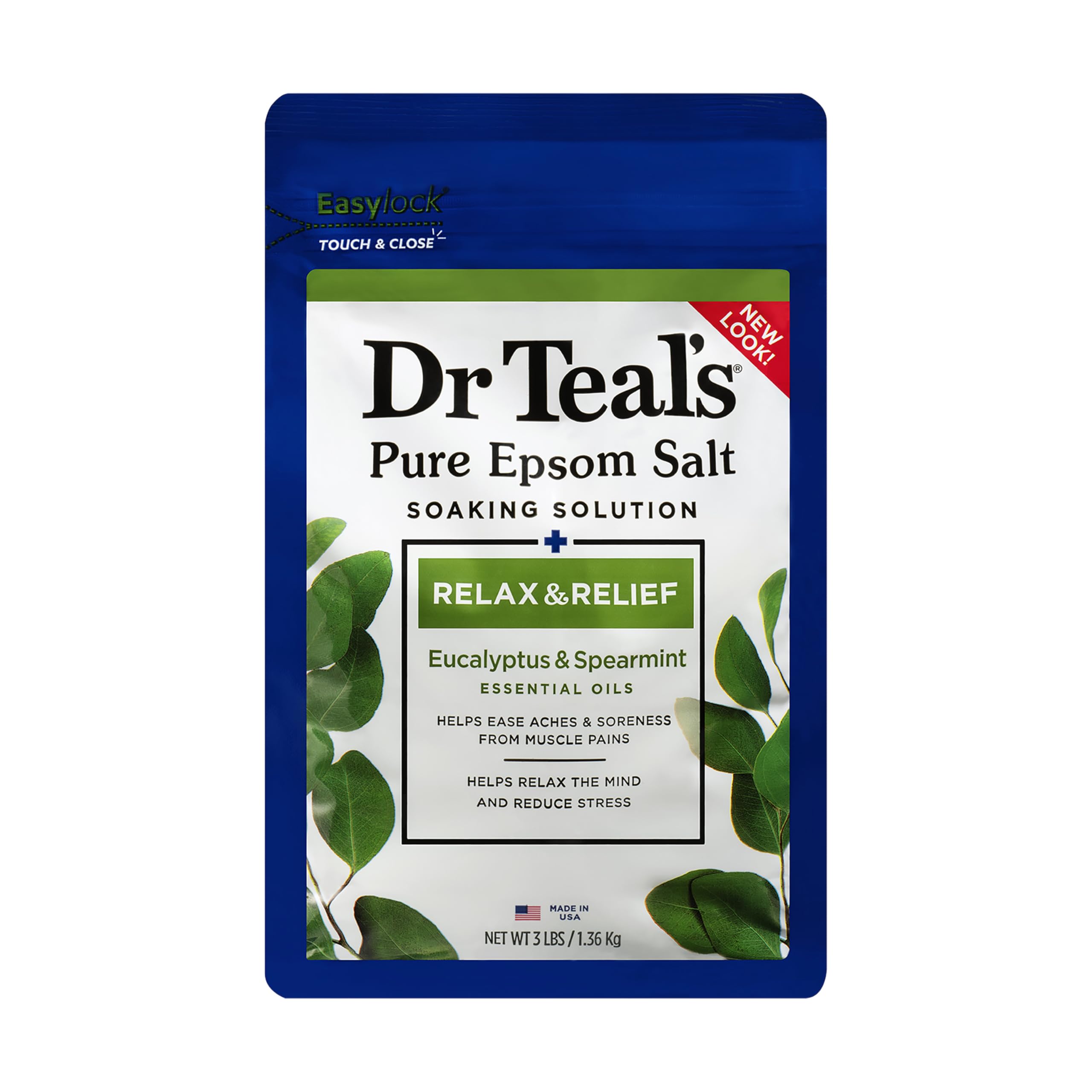 Dr Teal's Epsom Salt Soaking Solution with Eucalyptus Spearmint, 48 Oz