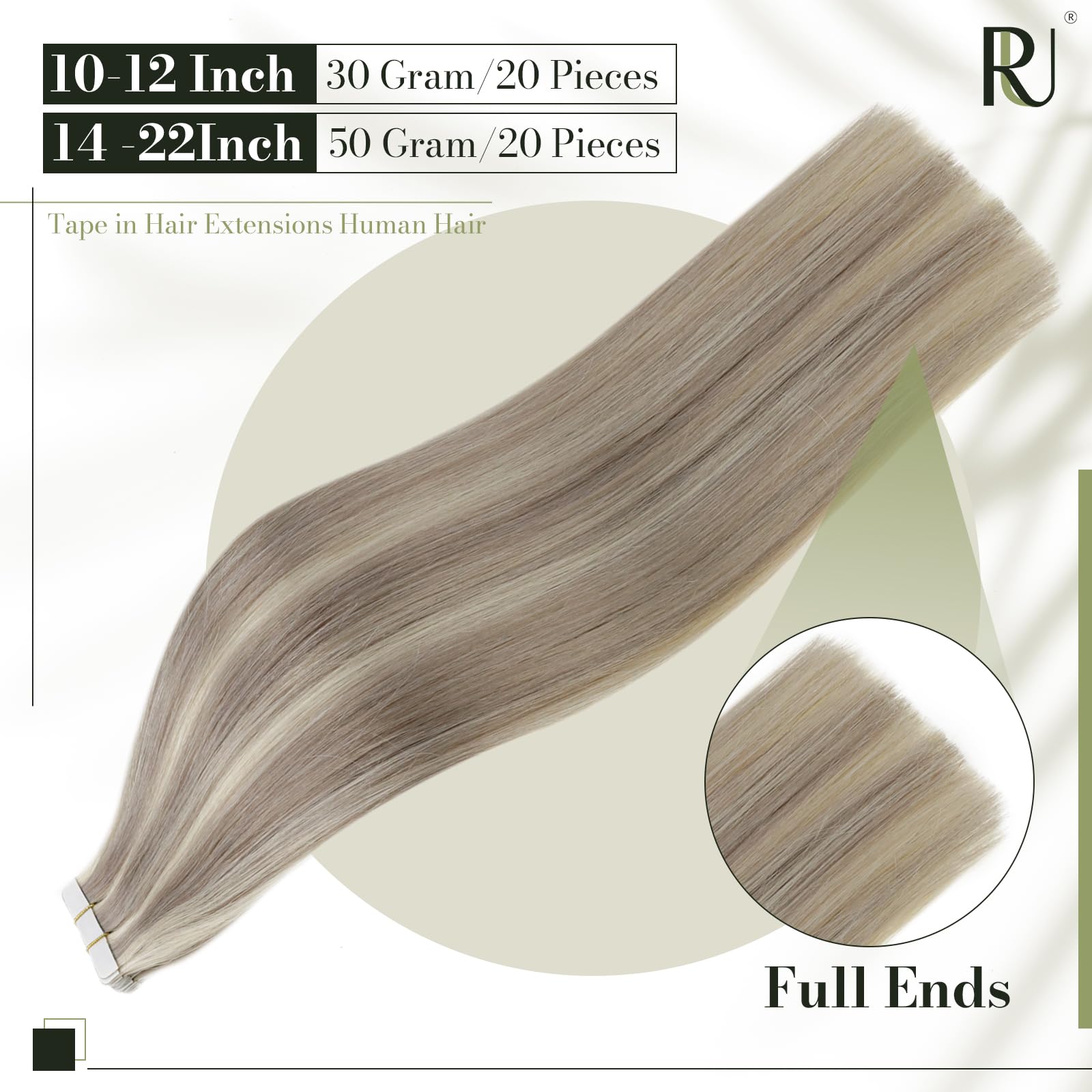 Runature Blonde Hair Extensions Tape In Real Human Hair 16 Inch Straight Invisible Tape In Hair Extensions Human Hair Grey Blond