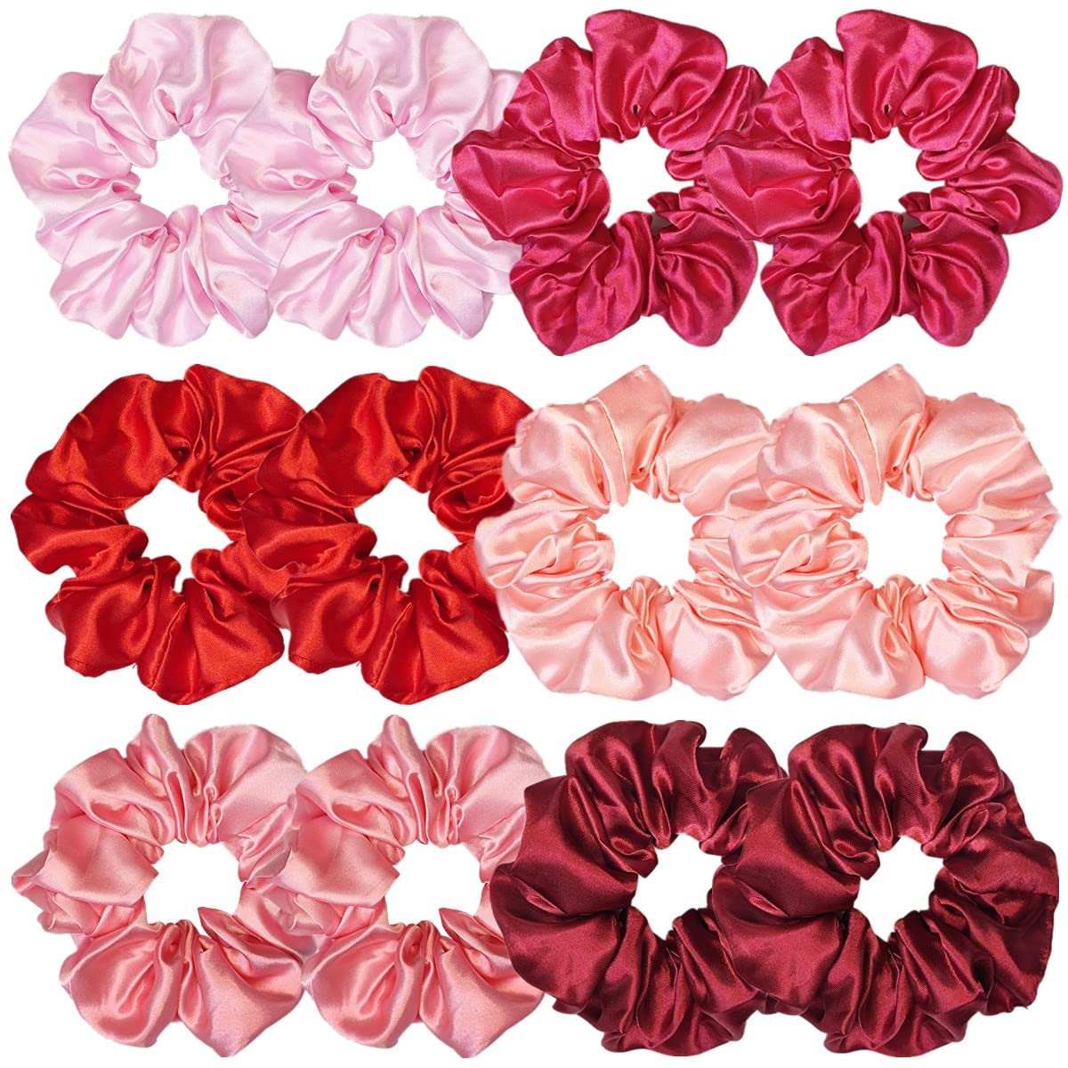 12 Pcs Satin Silk Scrunchies Soft Hair Ties Fashion Bands Hair Bows Elastic Bracelets Ponytail Holders Accessories For Women And