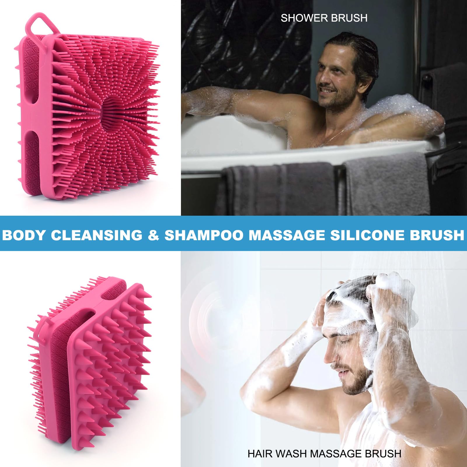 Wetang Silicone Body Scrubber Women, Dual-Sided Design Exfoliating Body Scrubber And Scalp Massager, Shower Scrubber For Body, S