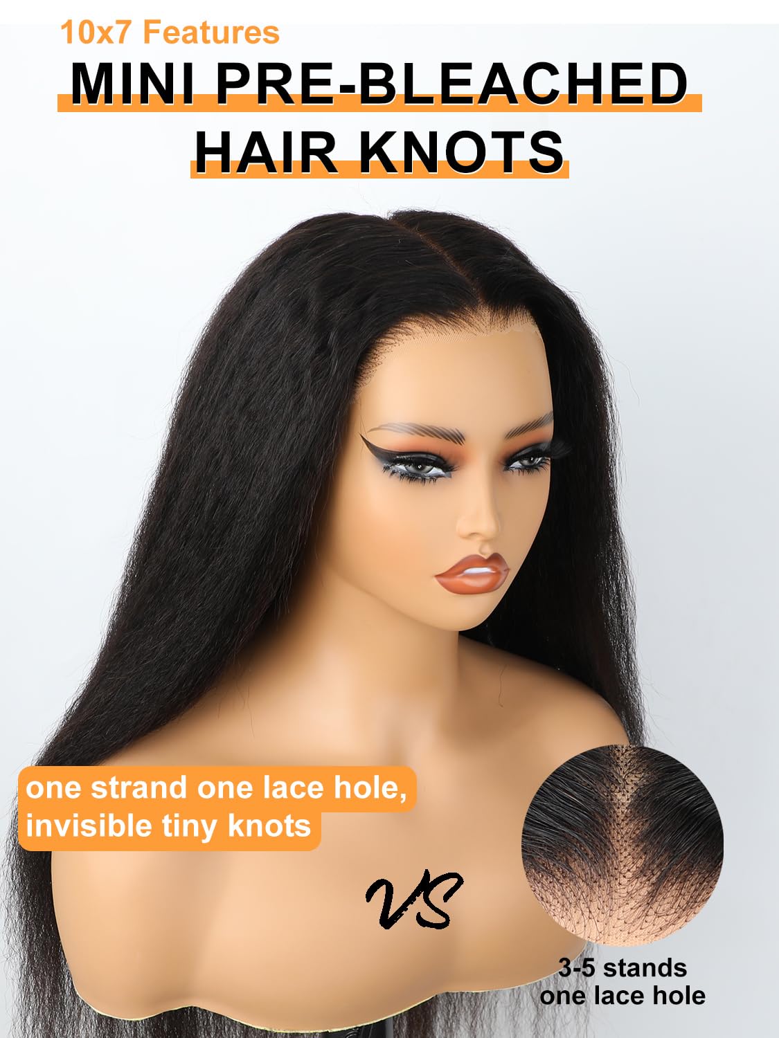 Domiso Max Part 10X7 M-Cap Kinky Straight Glueless Wigs Human Hair Pre Plucked Pre Cut Wear And Go Glueless Wig Hd Lace Front Wi