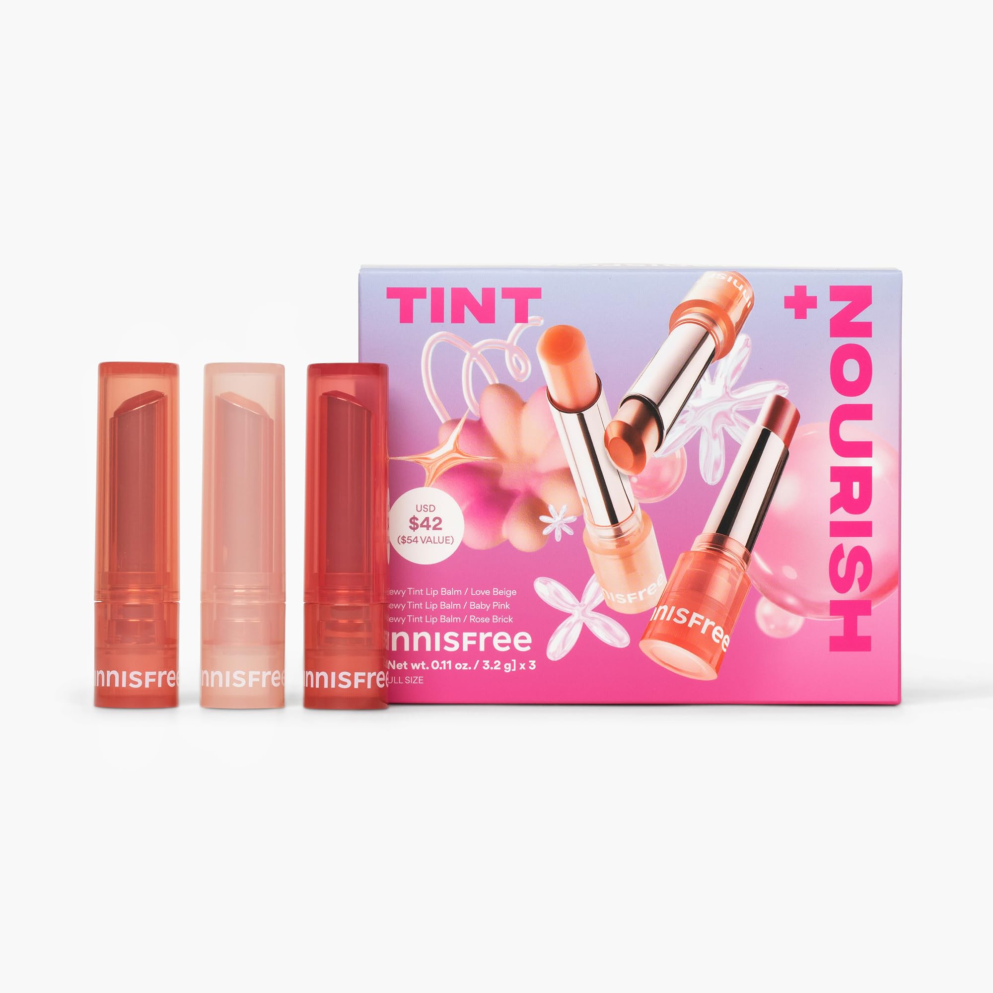 Innisfree Dewy Tint Lip Balm Trio, Korean Beauty Lip Balm Trio For Tinted And Hydrated Lips