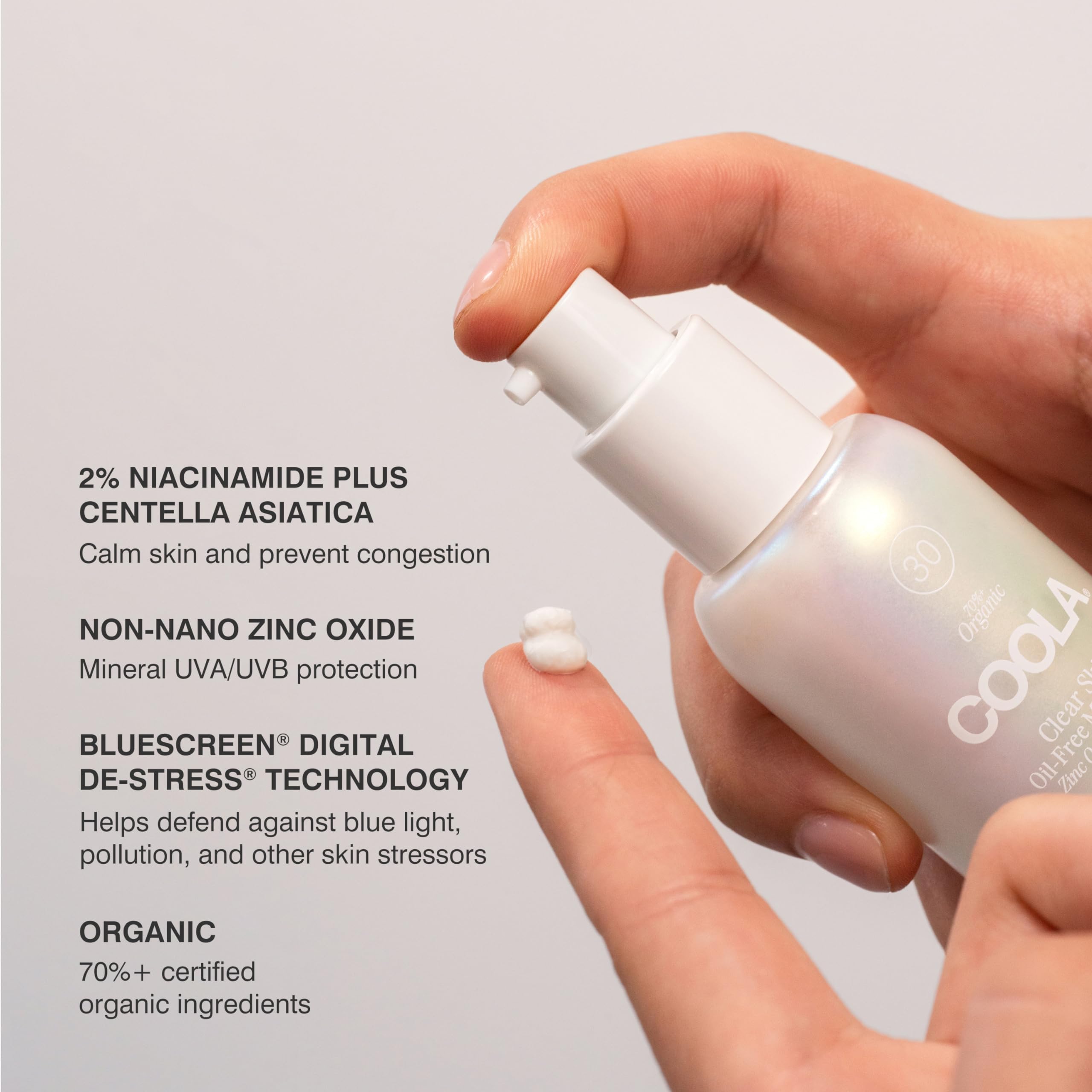Coola Clear Skin Oil-Free Moisturizer With Spf 30, Dermatologist Tested Sunscreen With Niacinamide & Centella Asiatica, 1.1 Fl O