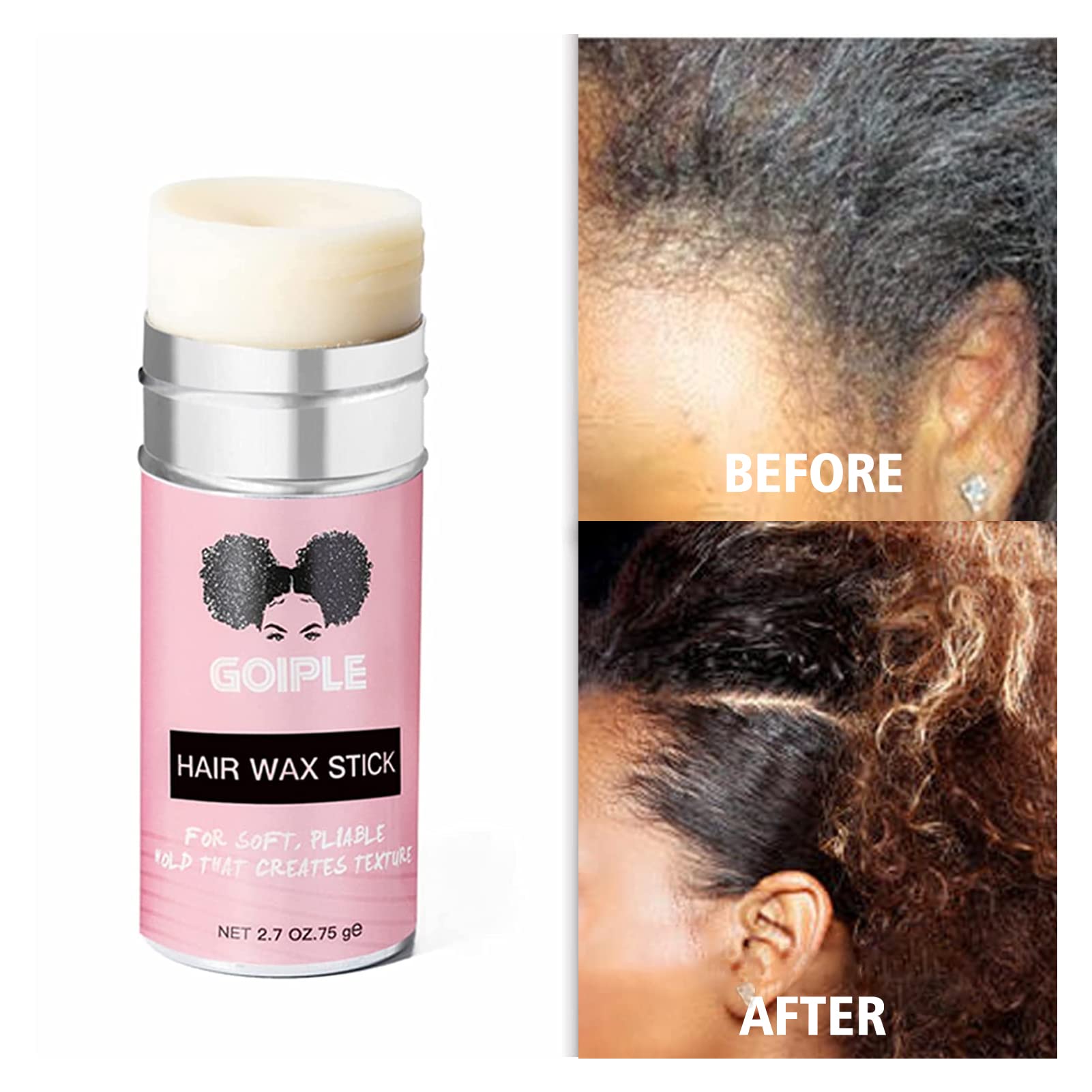 Wax Stick For Hair, Pomade Long-Lasting Wax, Smoothing & Slick Stick For Wigs, Styling Waxes For Fly Away & Edge Frizz Hair (2.7
