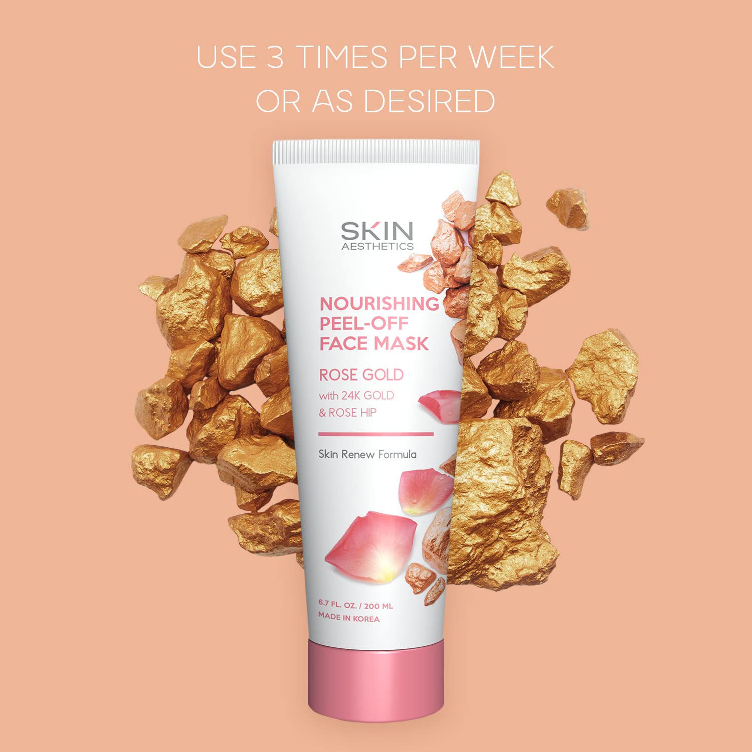 Skin Aesthetics Rose Gold Peel Off Face Mask - Unclogs Pores & Removes Excess Oil, Dirt & Blackheads, Skin Tghtening Peel Off Ma